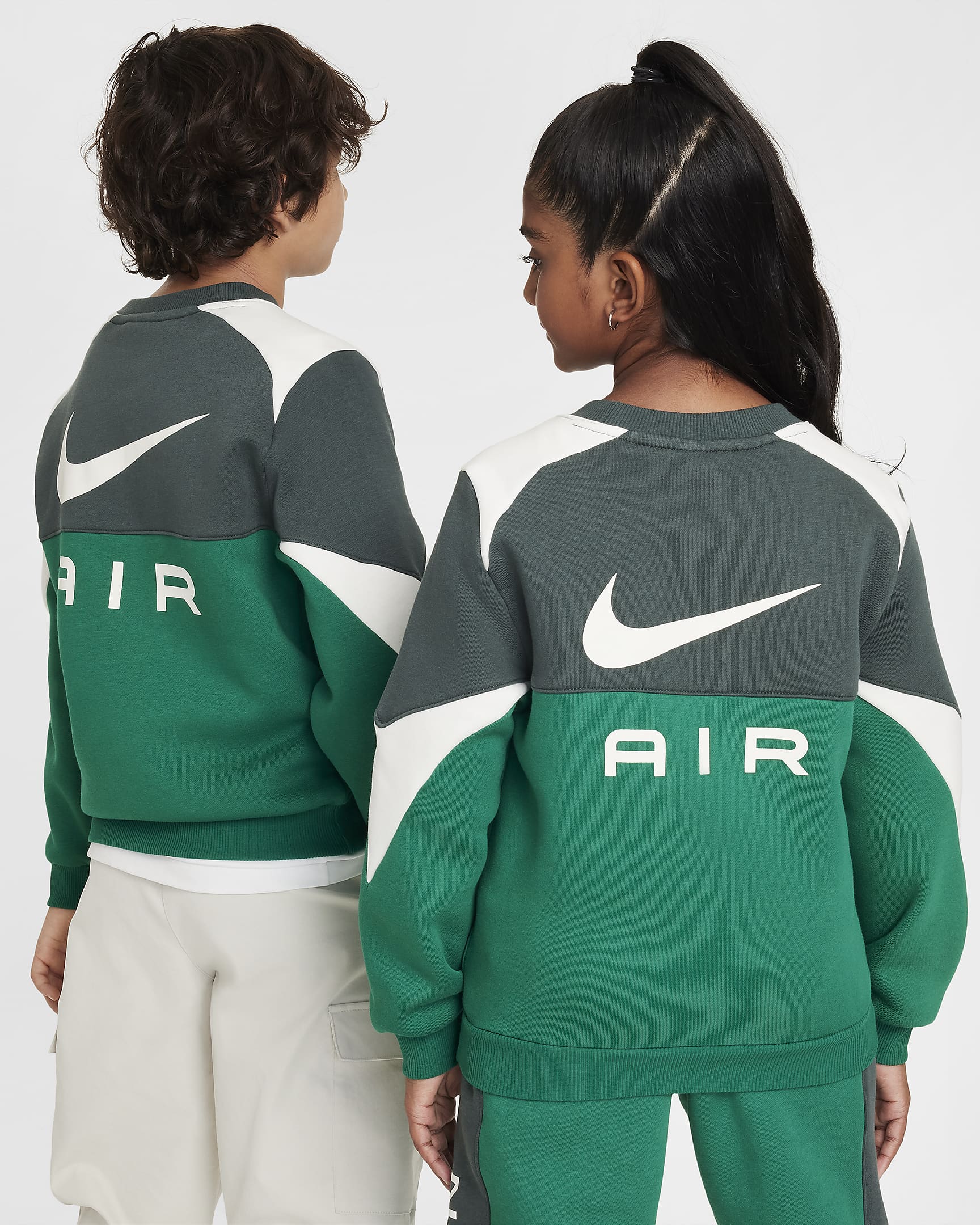 Nike Air Older Kids' Crew-Neck Sweatshirt - Malachite/Vintage Green/Sail/Sail