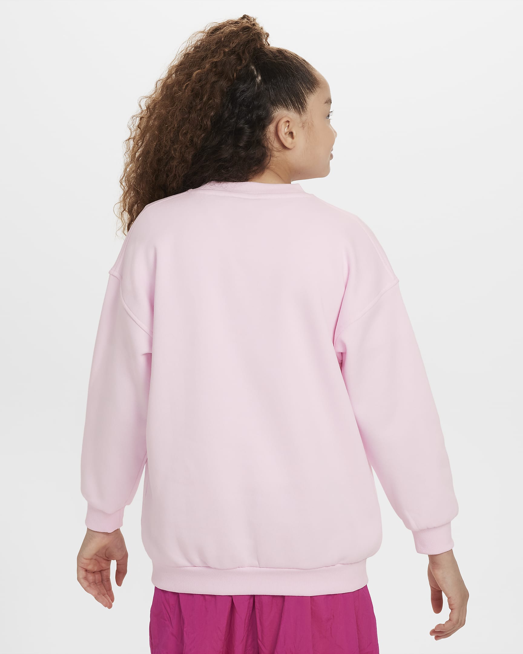 Nike Sportswear Club Fleece Older Kids' Oversized Sweatshirt - Pink Foam/Sunset Pulse