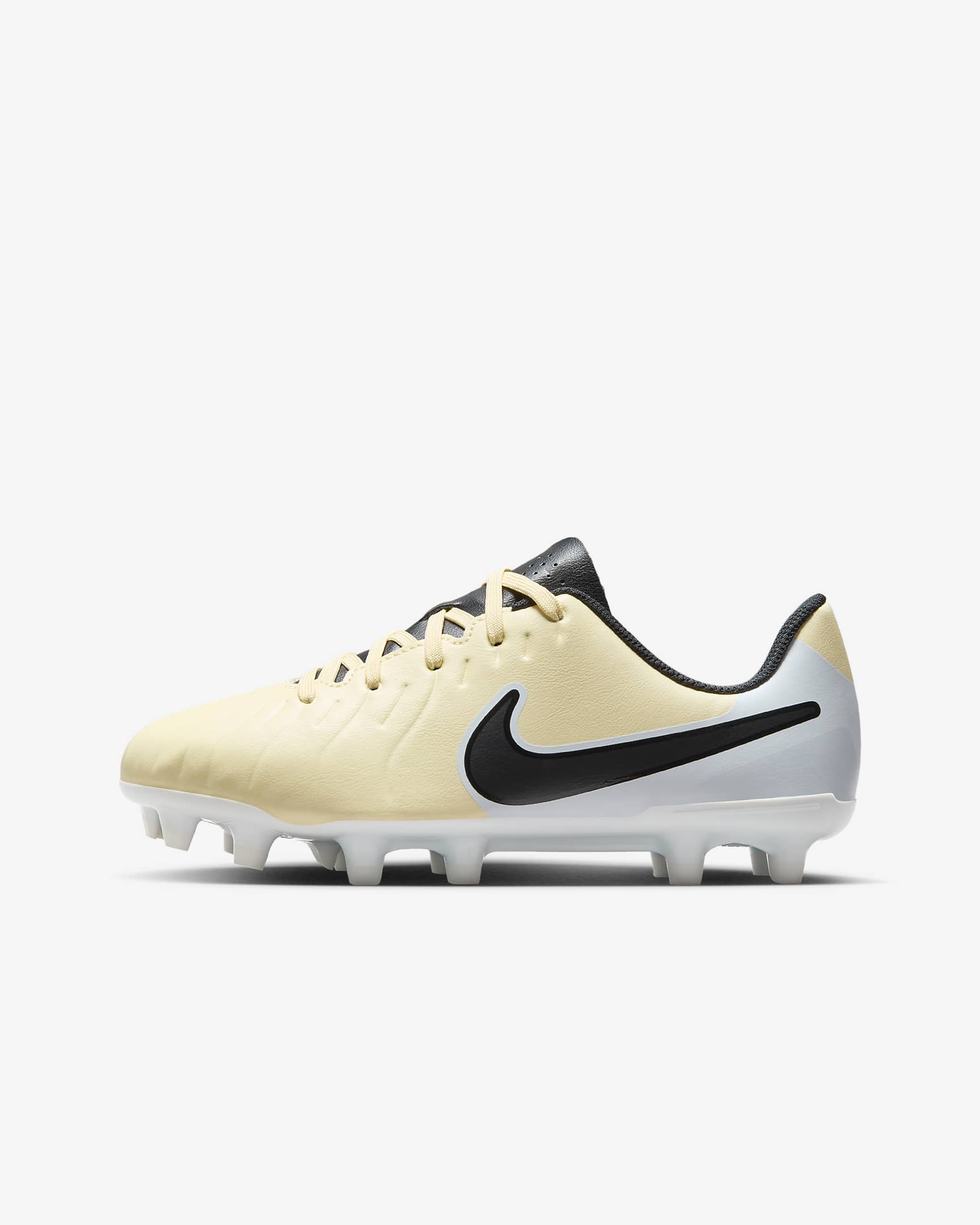 Korki piłkarskie typu low top na różne typy nawierzchni dla małych/dużych dzieci Nike Jr. Tiempo Legend 10 Club - Lemonade/Metallic Gold Coin/Czerń