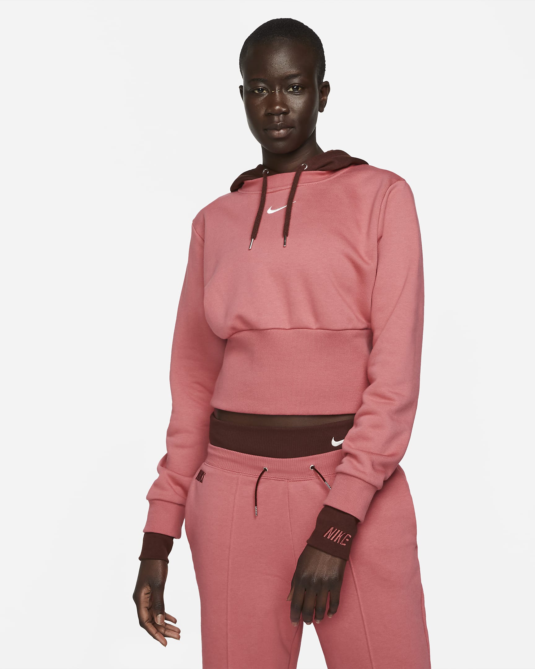 Sudadera con gorro de tejido Fleece sencillo para mujer Nike Sportswear Icon Clash - Rosa arcaico/Bronce eclipse/Cedro/Vela