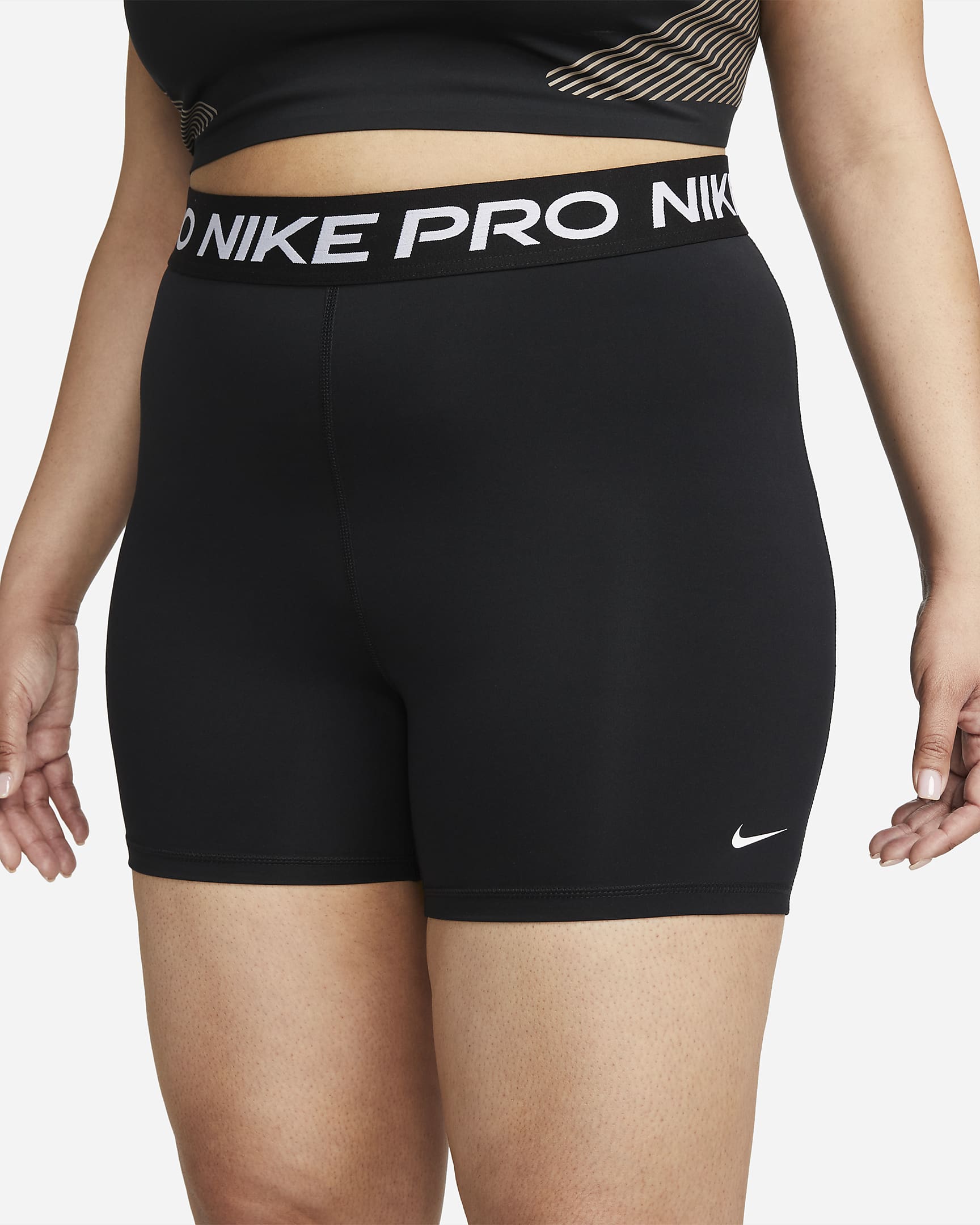 Shorts 13 cm Nike Pro 365 (Plus size) – Donna - Nero/Bianco