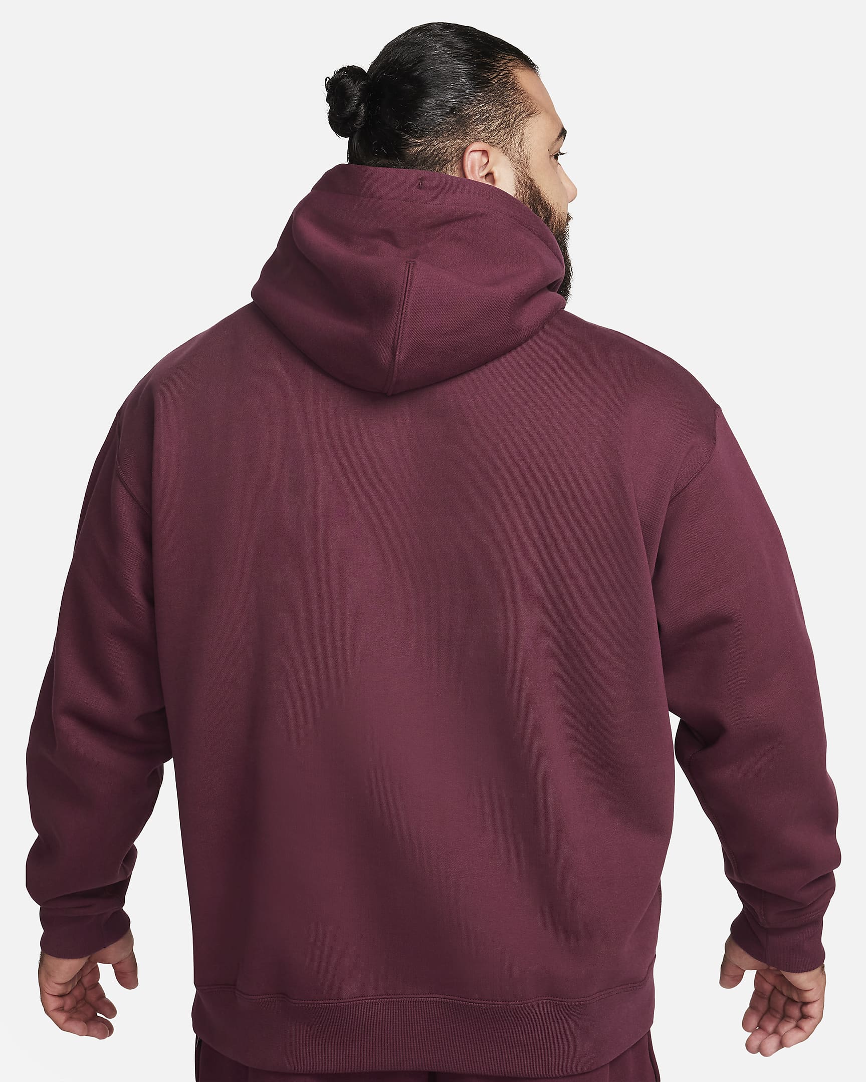 Nike Solo Swoosh Men's Fleece Pullover Hoodie - Night Maroon/White