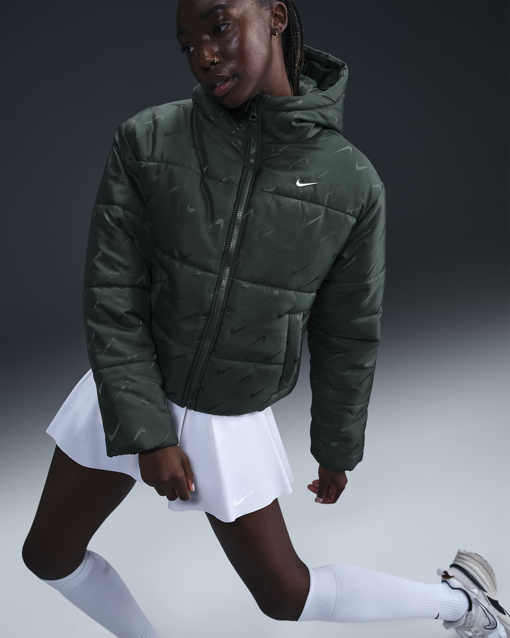 Nike Sportswear Classic Women's Therma-FIT Loose Puffer Jacket - Vintage Green/White