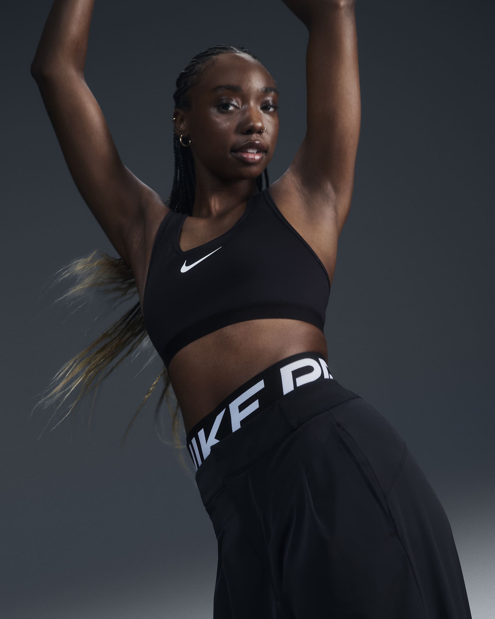 Nike Swoosh High-Support Women's Non-Padded Adjustable Sports Bra - Black/Iron Grey/White