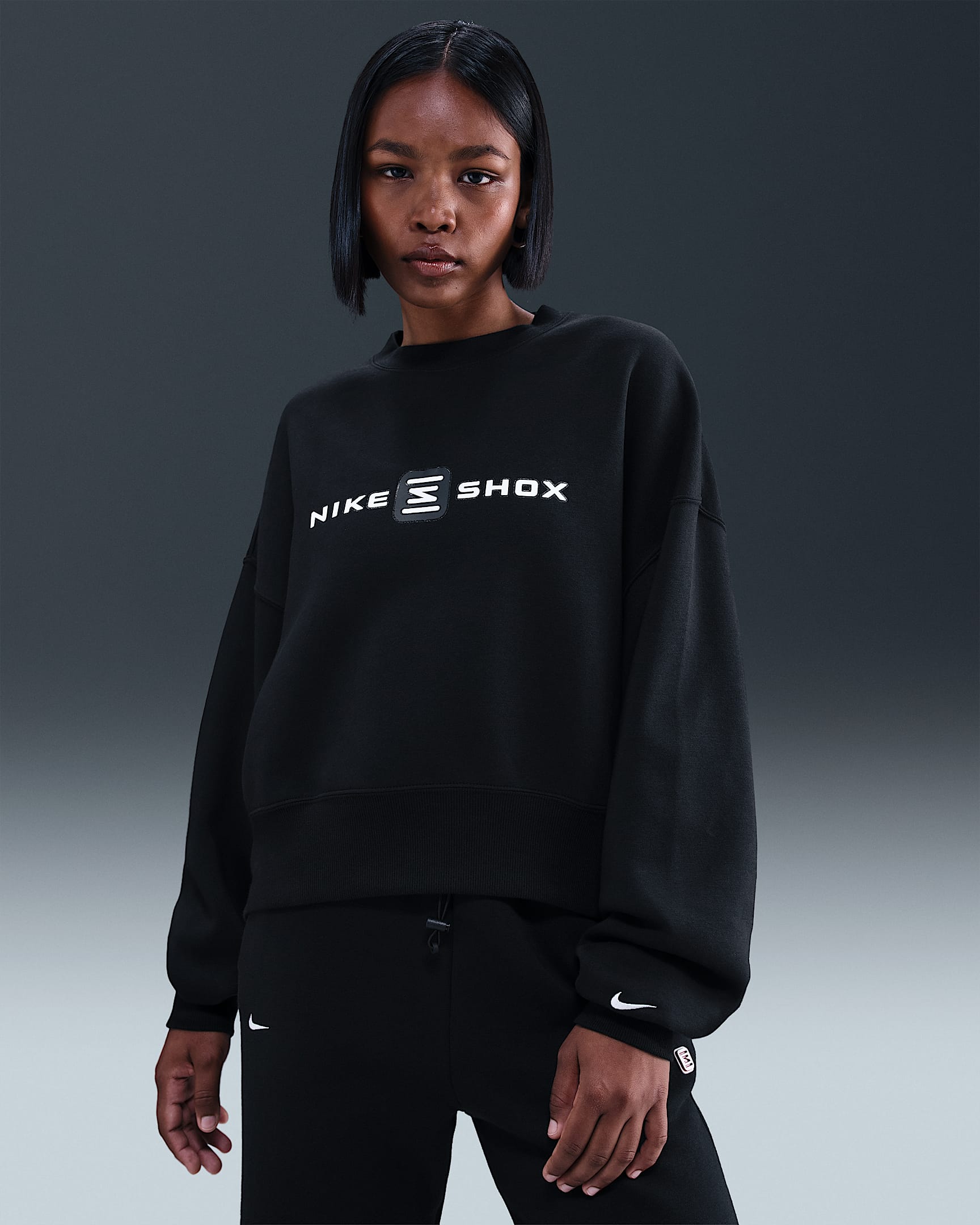 Nike Sportswear Phoenix Fleece Shox Women's Oversized Crew-Neck Sweatshirt - Black