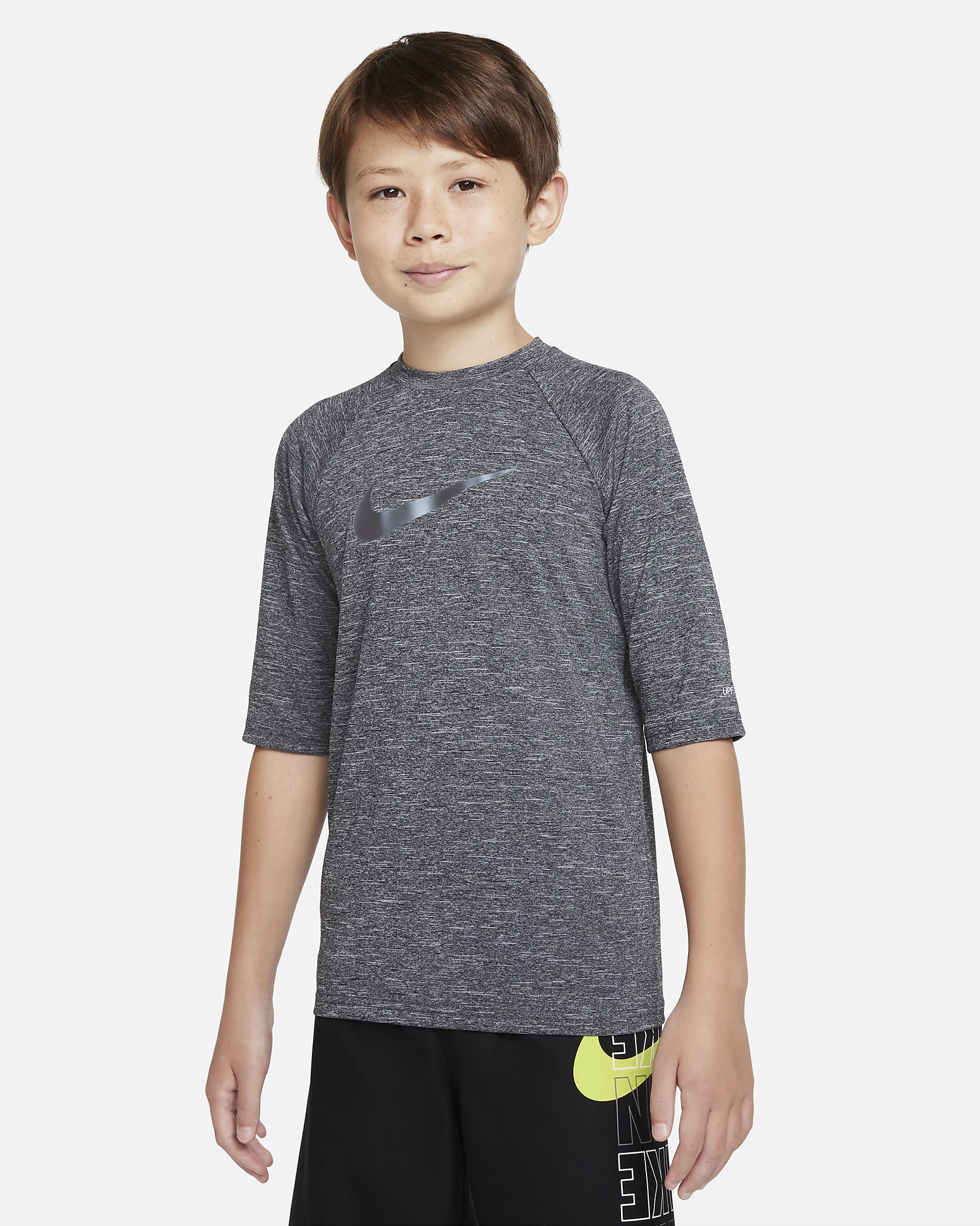 Camiseta Hydroguard de media manga para niño talla grande Nike Heather - Negro