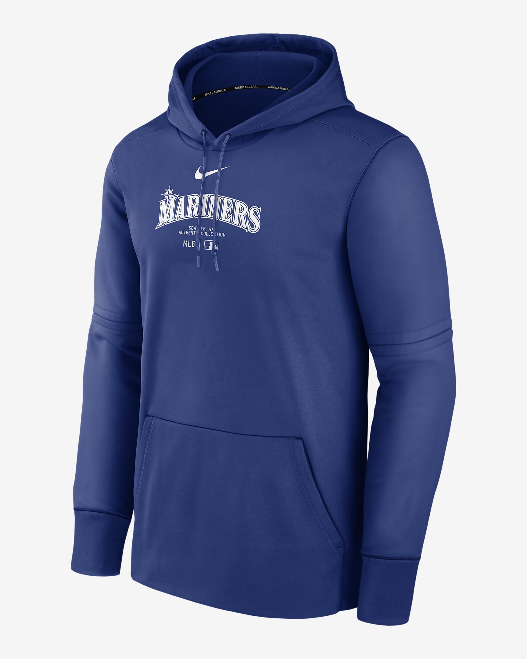 Seattle Mariners Authentic Collection Practice Men's Nike Therma MLB Pullover Hoodie - Royal