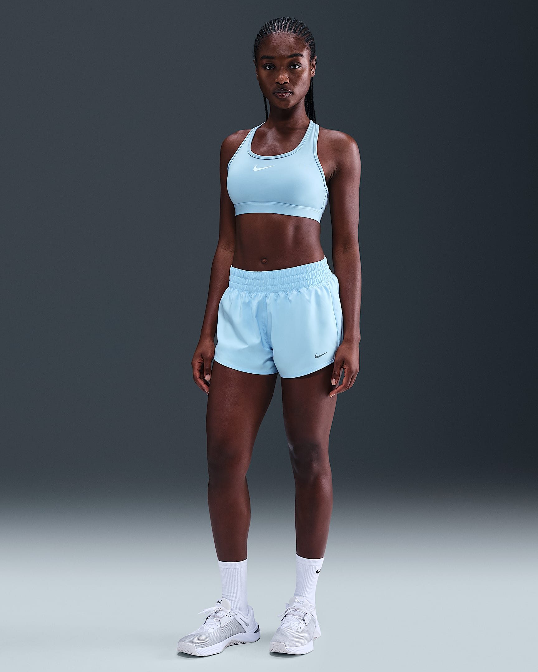 Nike One Women's Dri-FIT Mid-Rise 8cm (approx.) Brief-Lined Shorts - Celestine Blue