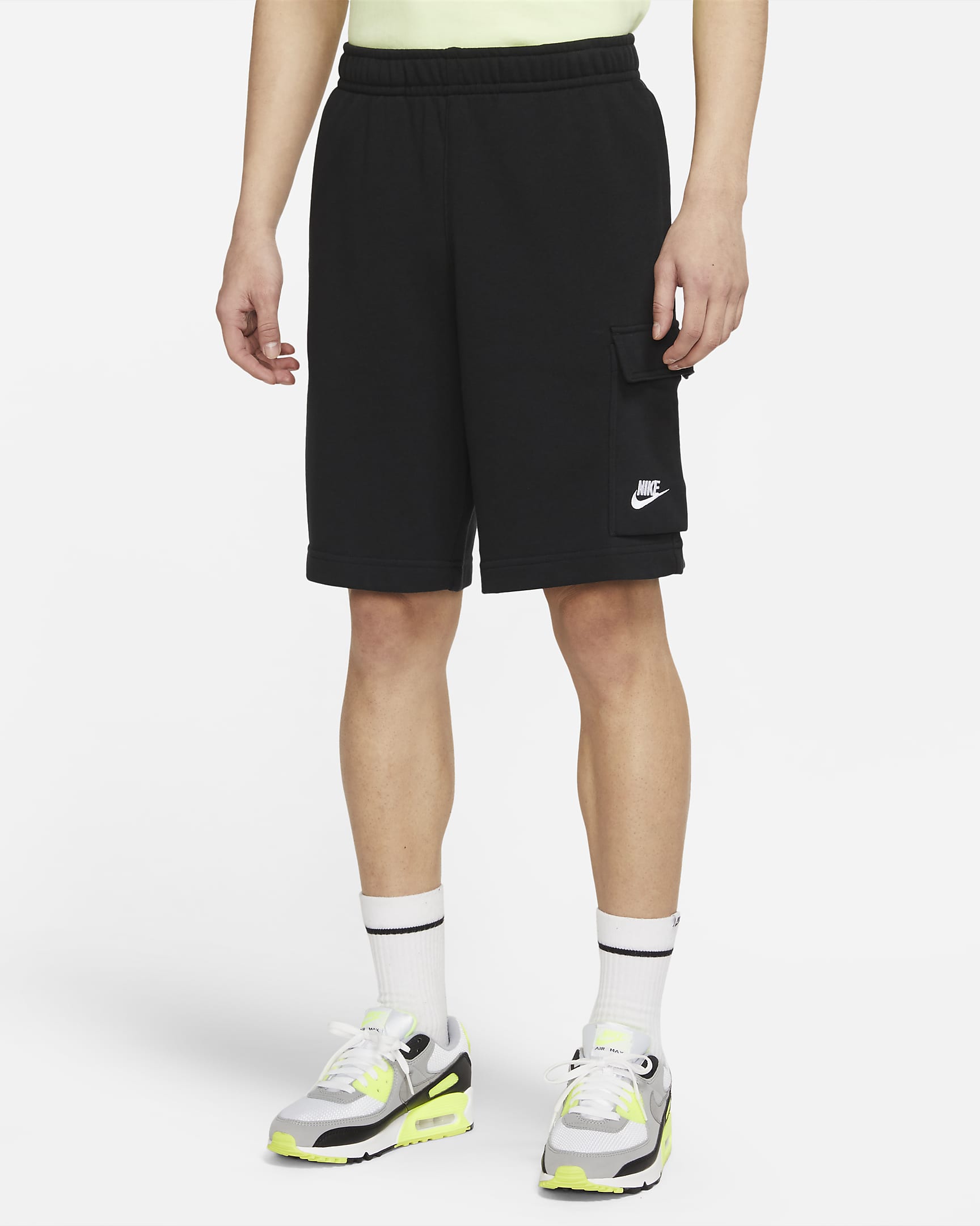 Nike Sportswear Club Men's French Terry Cargo Shorts - Black/Black/White