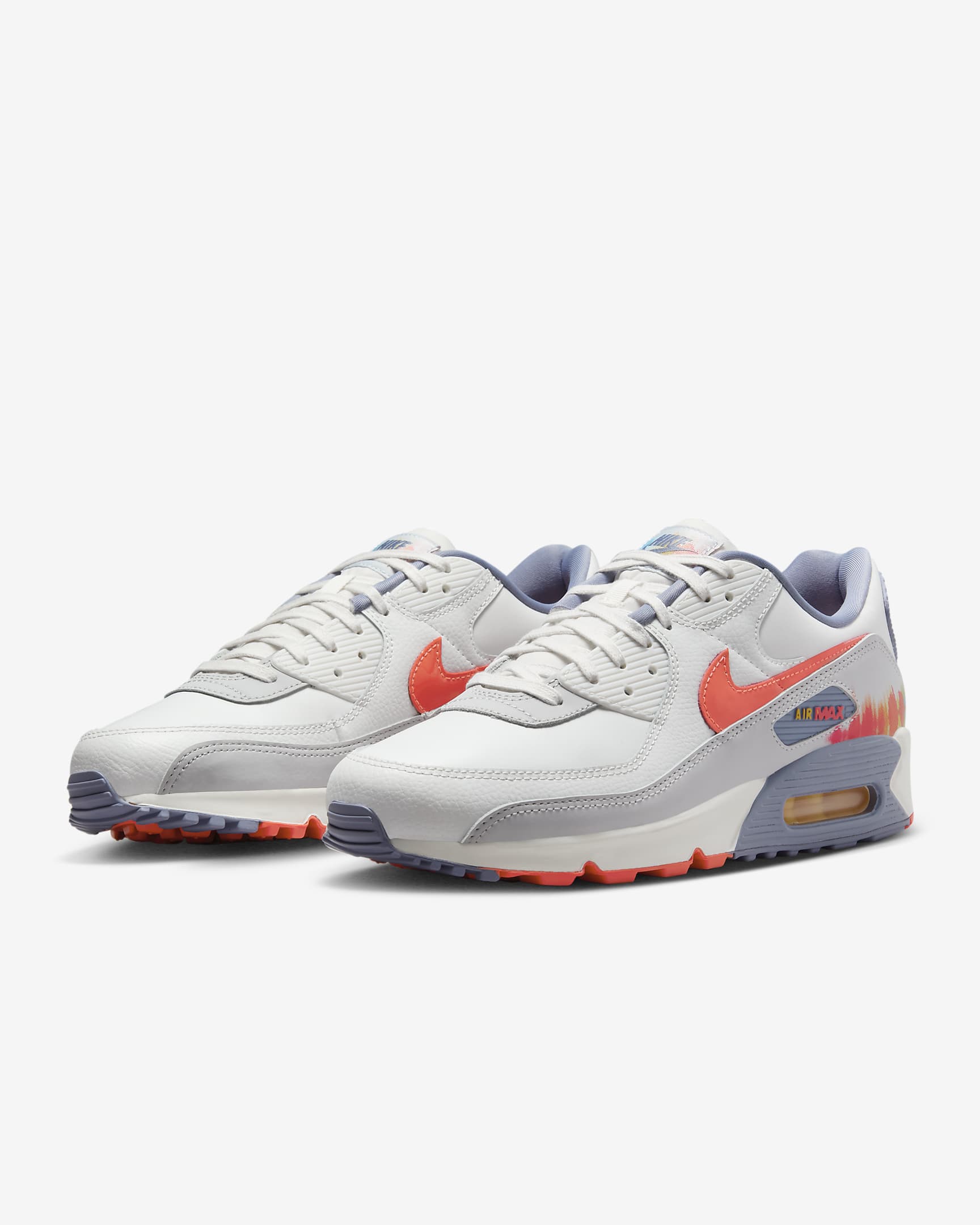 Nike Air Max 90 Premium Men's Shoes - Summit White/Ashen Slate/Pure Platinum/Bright Crimson