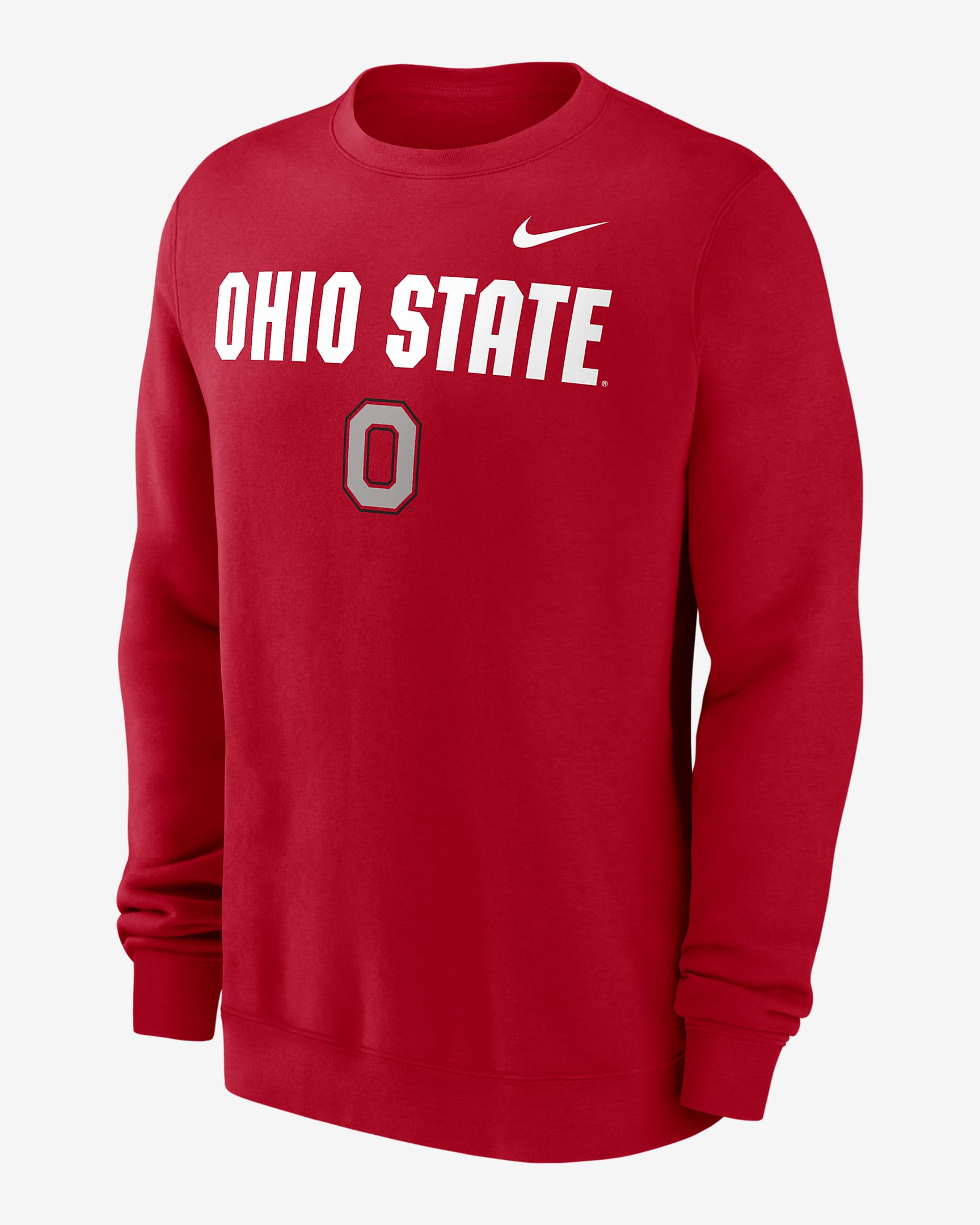 Ohio State Buckeyes Primetime Primary Stack Men's Nike College Pullover Crew - University Red