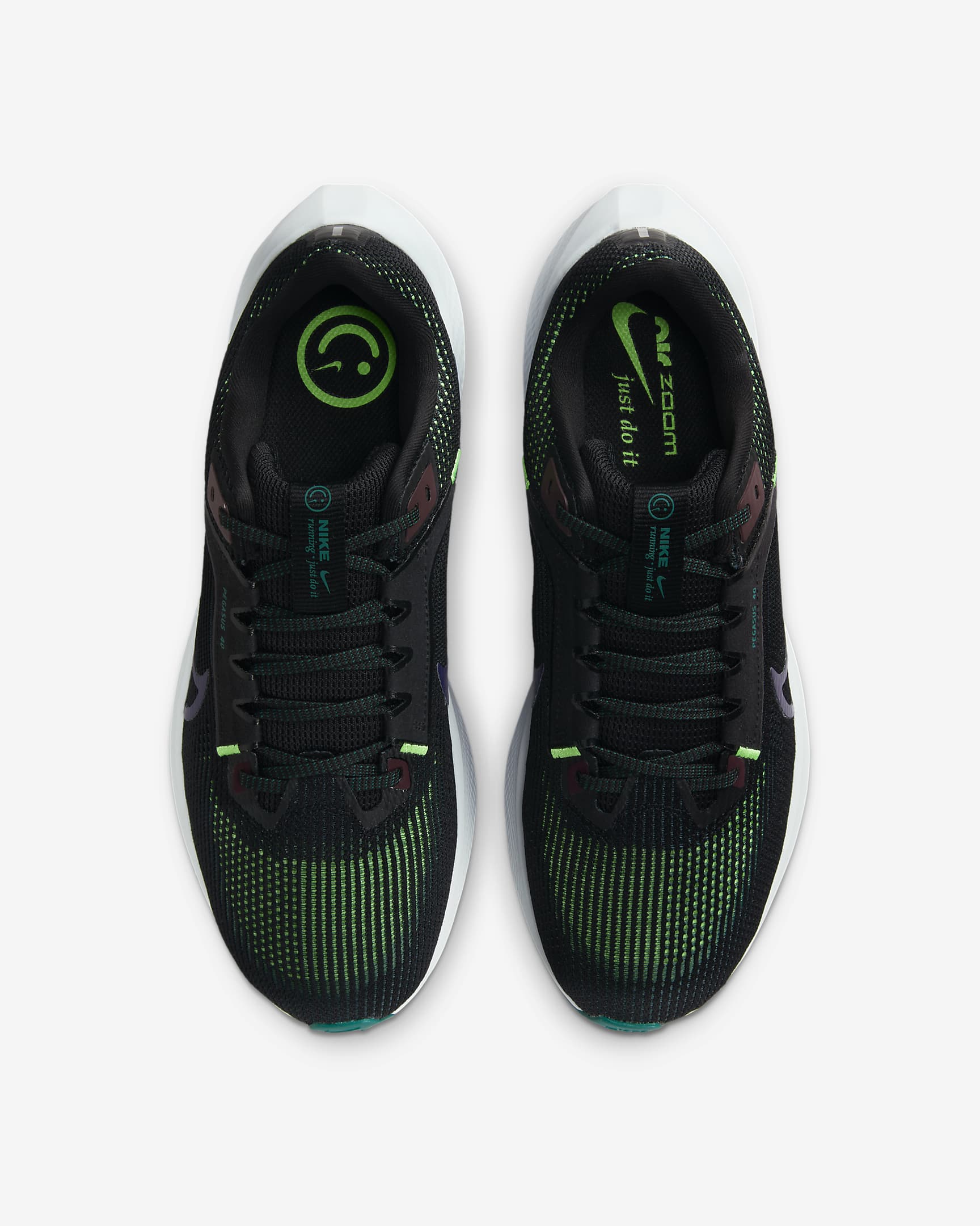 Tenis de correr en pavimento para hombre Nike Pegasus 40 - Negro/Burdeos enérgico/Azul verdoso geoda/Morado tinta