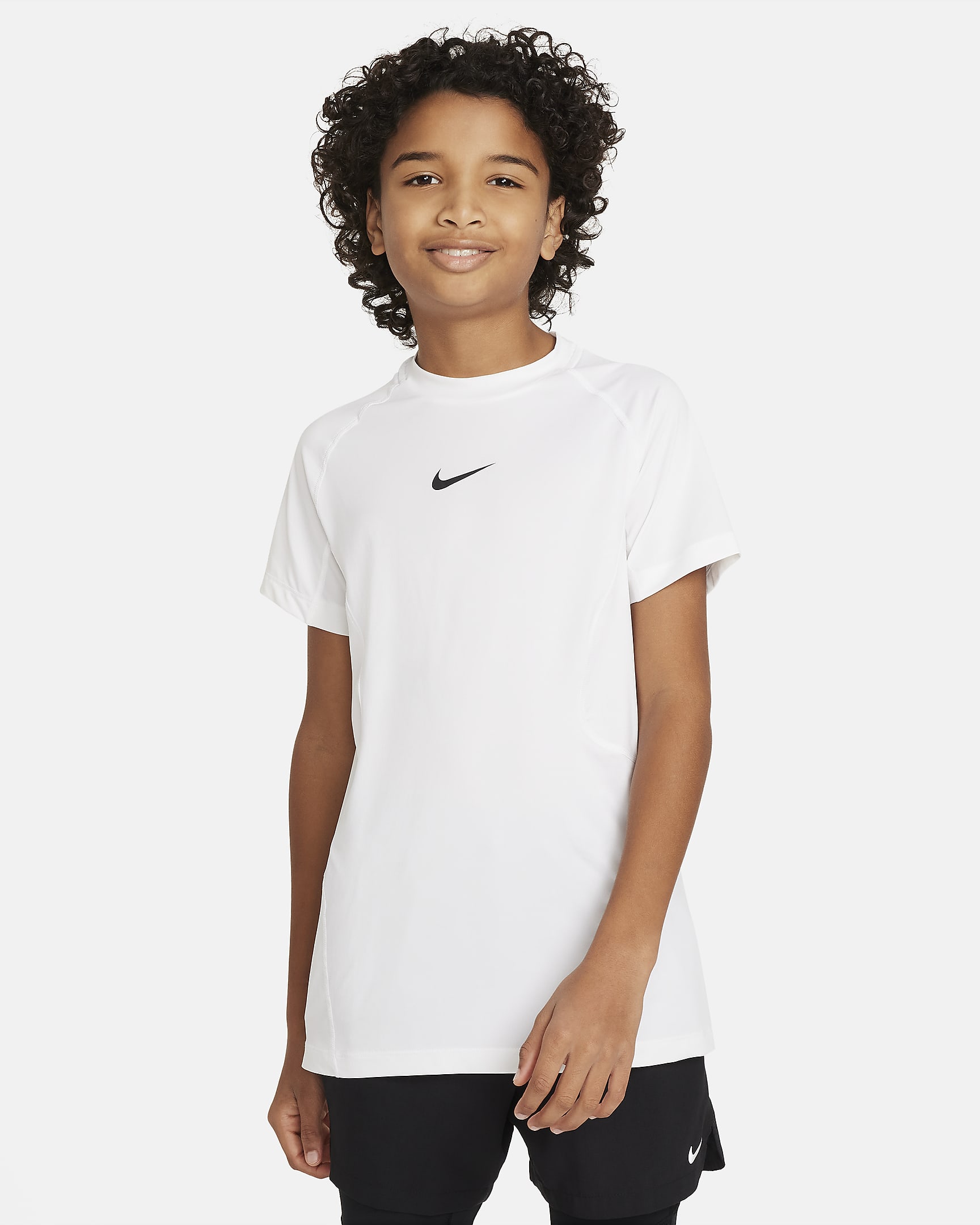 Playera de manga corta Dri-FIT para niño talla grande Nike Pro - Blanco/Negro