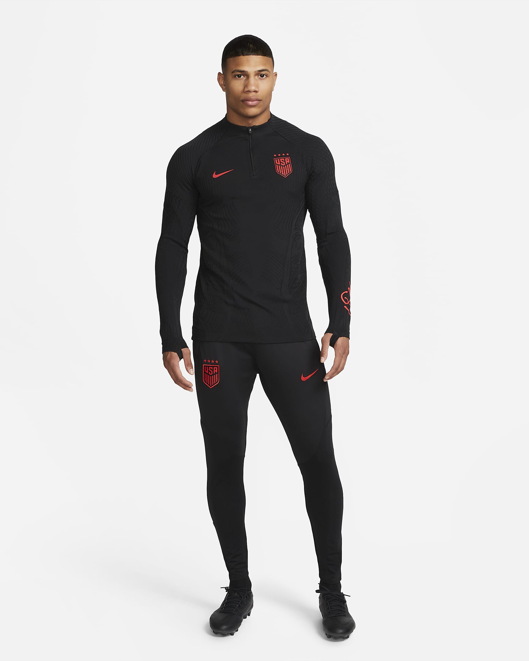 U.S. Strike Men's Nike Dri-FIT Knit Soccer Pants - Black/Speed Red