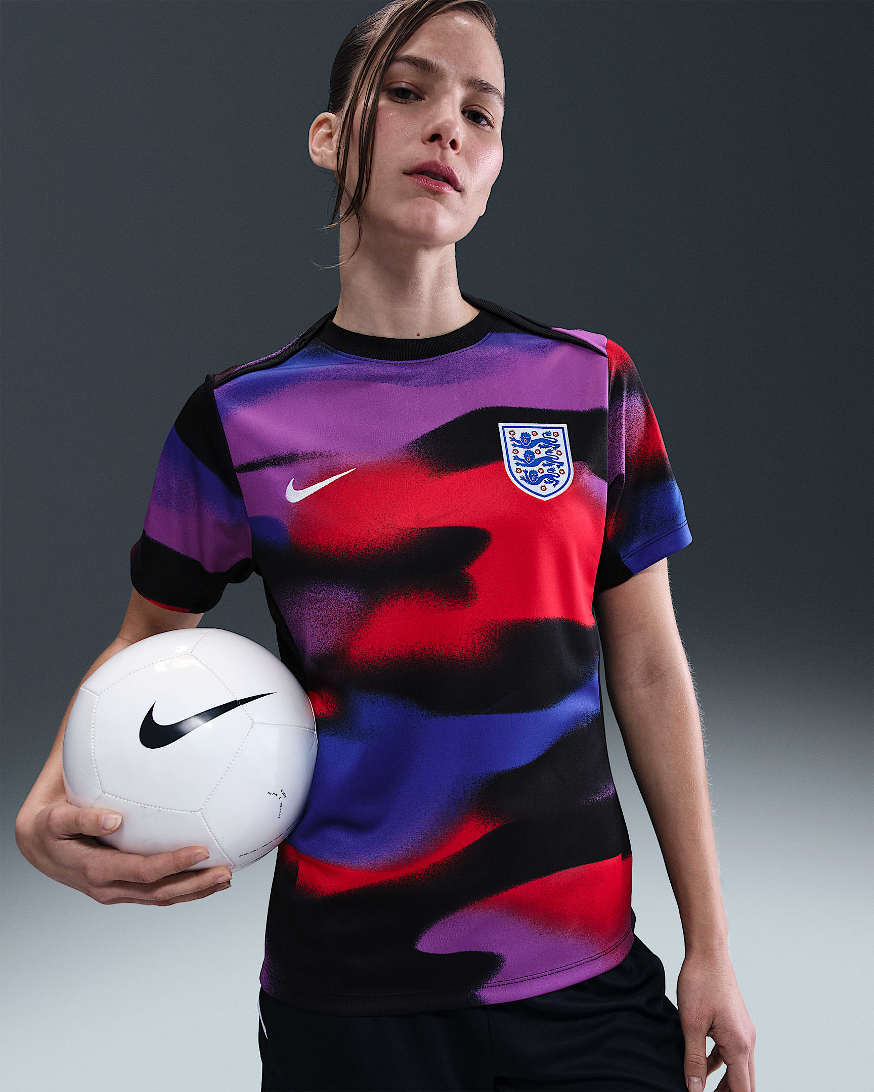 England Academy Pro Women's Nike Dri-FIT Football Pre-Match Short-Sleeve Top - Hyper Royal/Black/White