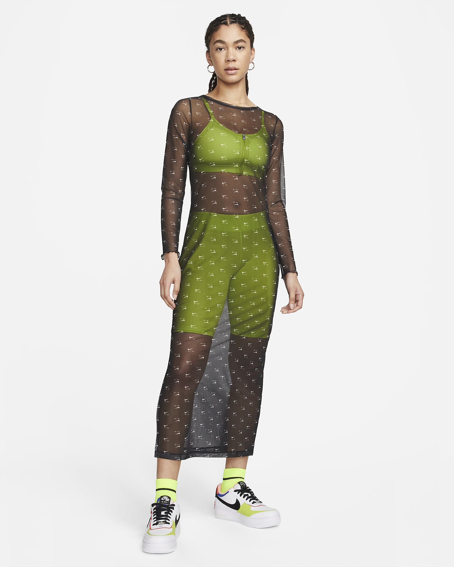 Nike Air Women's Printed Mesh Long-sleeve Dress. Nike AU