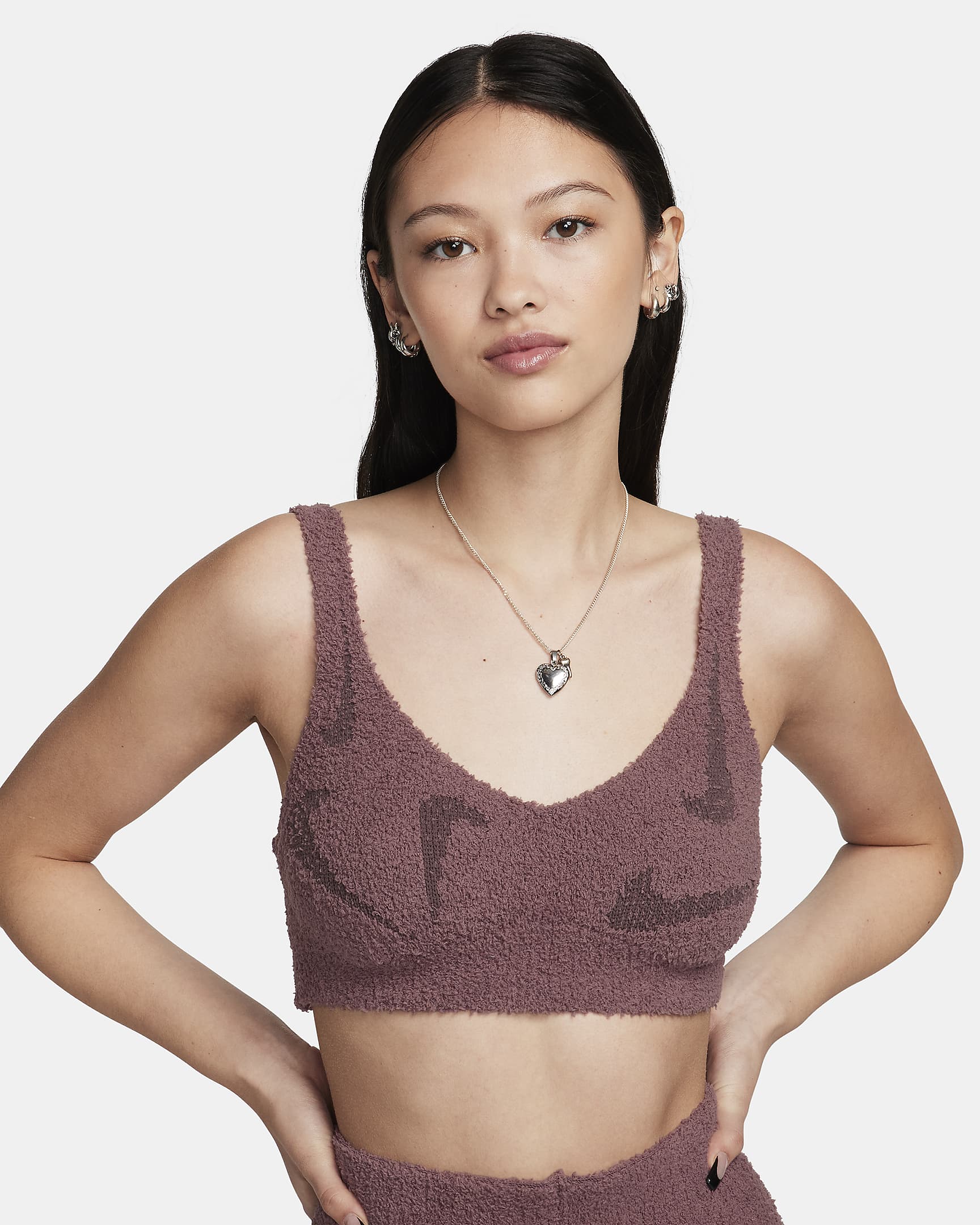 Nike Sportswear Phoenix Cozy Bouclé Women's Light-Support Non-Padded Knit Bra - Smokey Mauve/Plum Eclipse