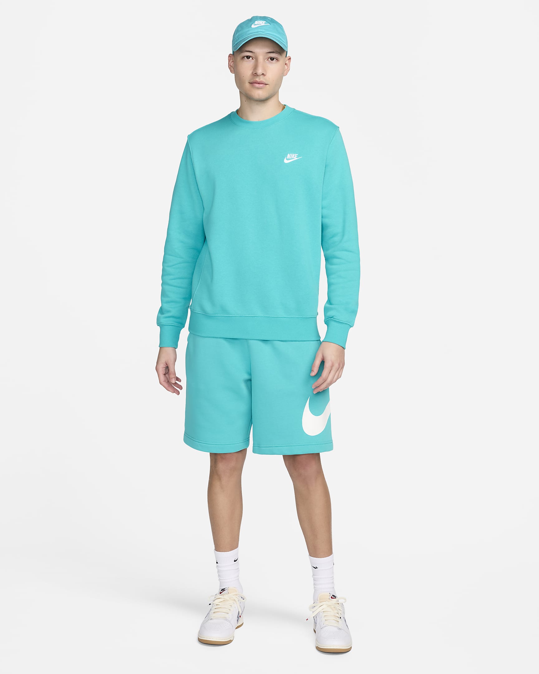 Nike Sportswear Club Fleece Erkek Crew Üst - Dusty Cactus/Beyaz