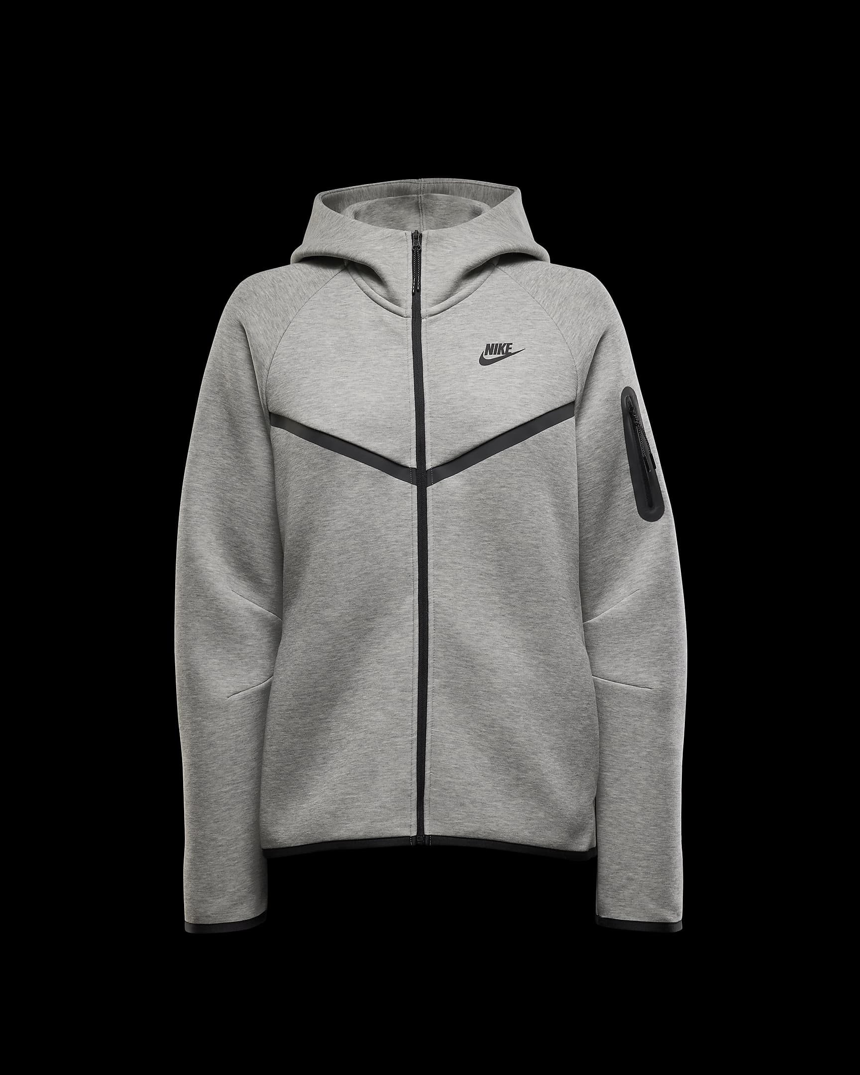 Nike Sportswear Tech Fleece Windrunner hoodie met rits voor dames - Dark Grey Heather/Zwart