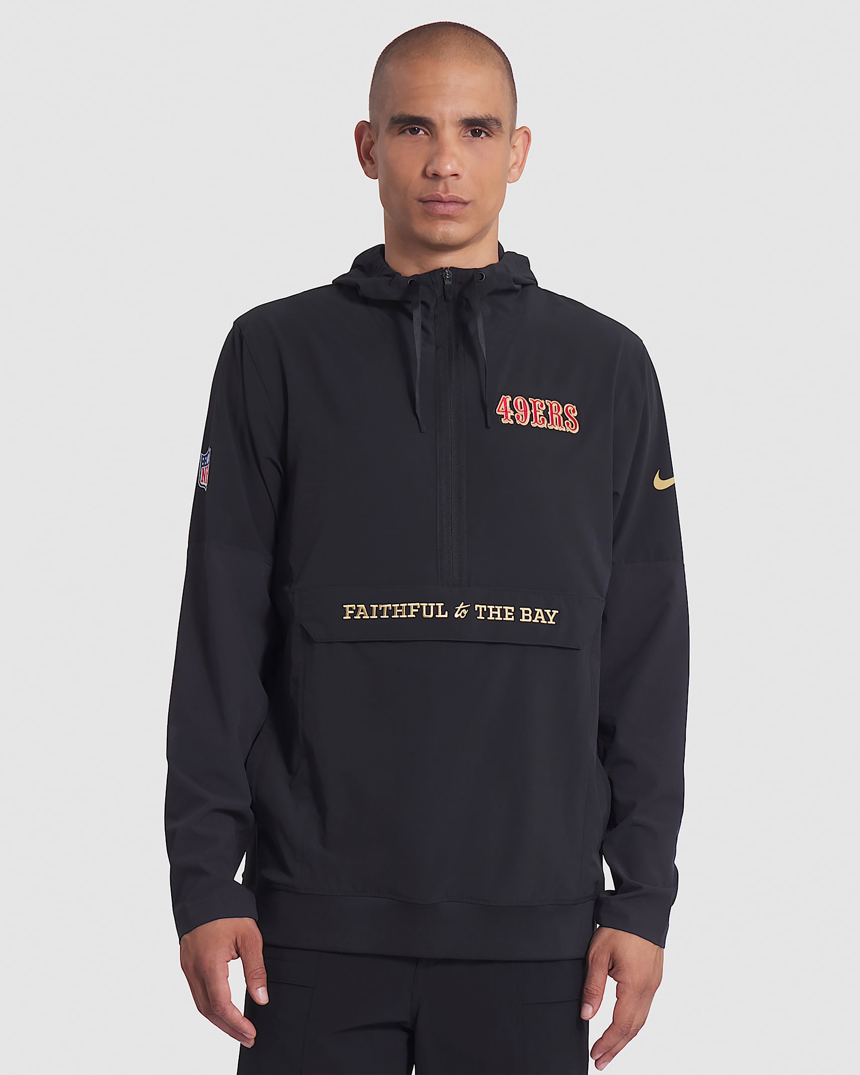 San Francisco 49ers Rivalries Collection Sideline Anorak Men's Nike NFL 1/2-Zip Hooded Jacket - Black