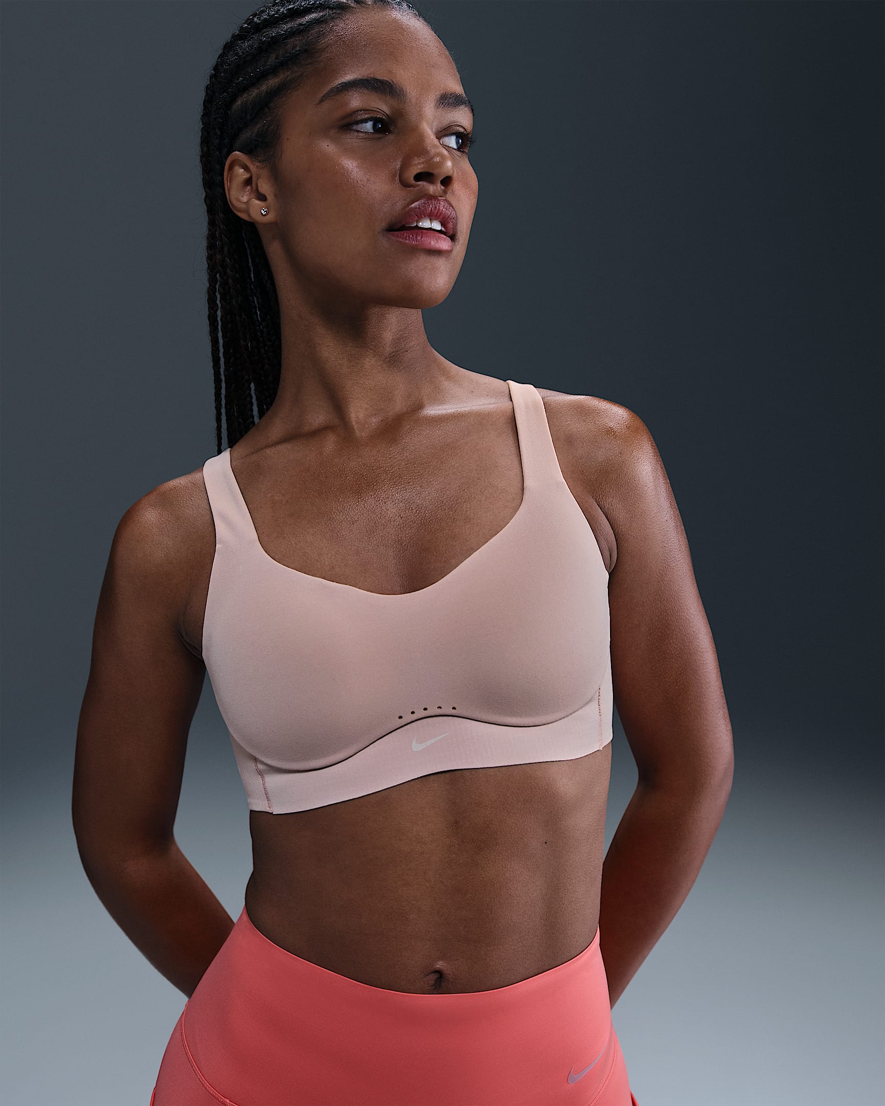 Nike Alate High-Support Women's Padded Convertible Sports Bra - Particle Beige/White