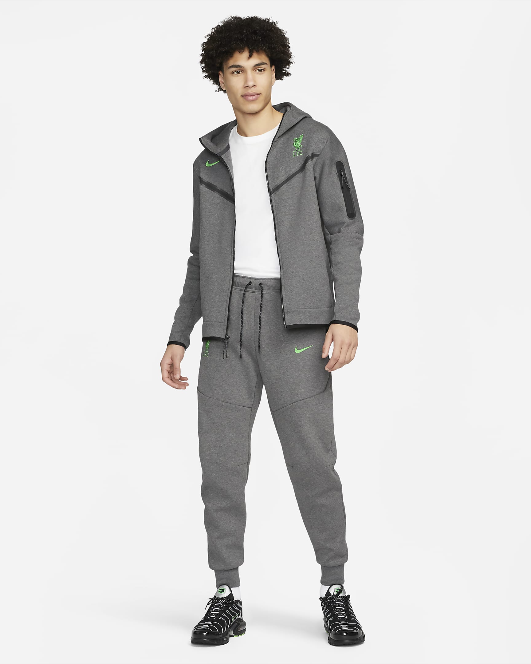 Liverpool FC Tech Fleece Jogger Nike - Hombre - Charcoal Heather/Poison Green