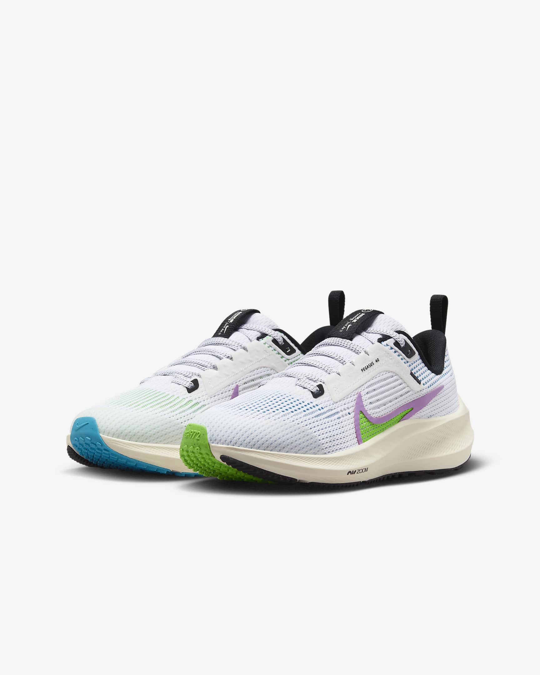 Nike Air Zoom Pegasus 40 Older Kids' Road Running Shoes - White/Pale Ivory/Rush Fuchsia/Multi-Colour