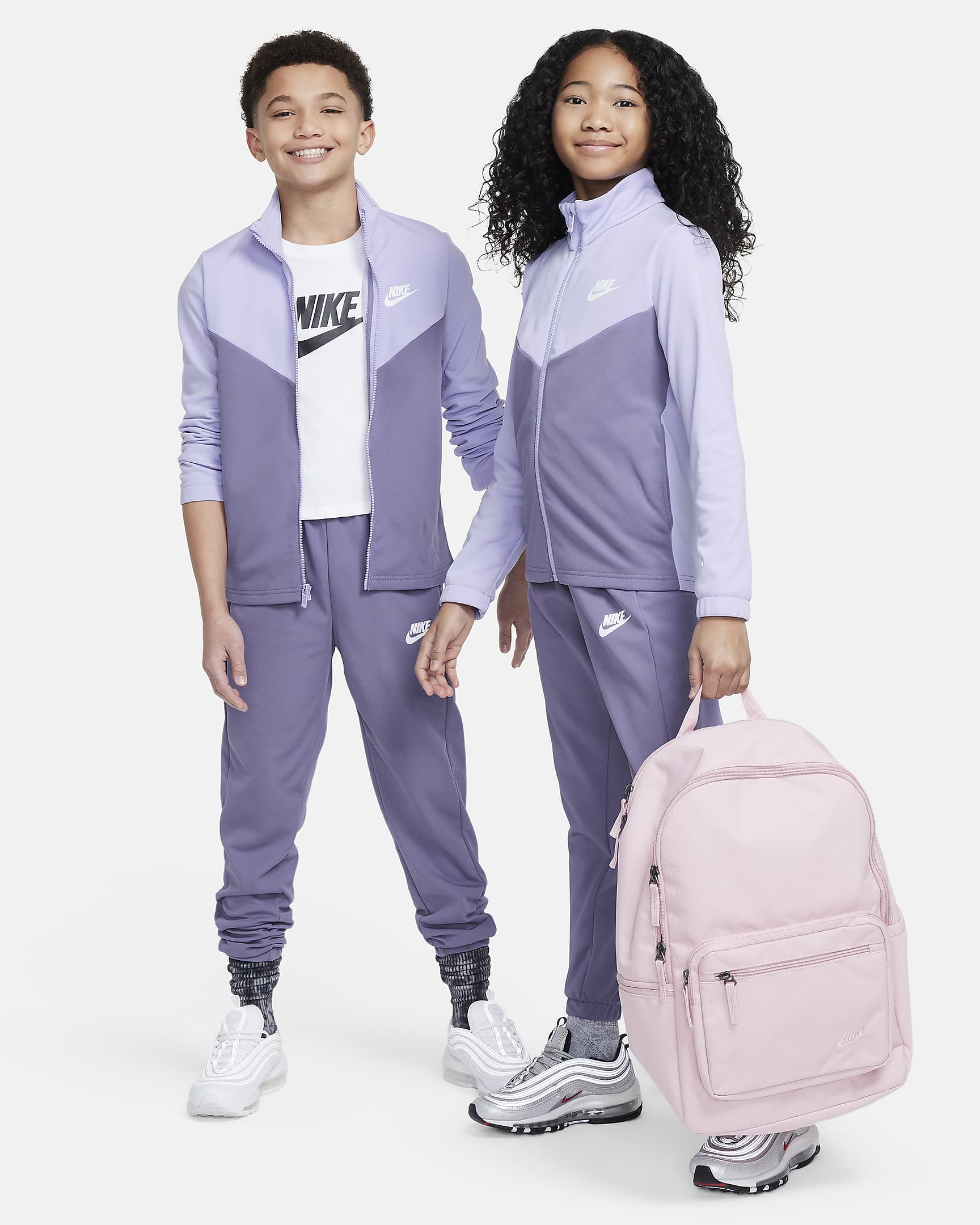 Conjunto de entrenamiento para niños talla grande Nike Sportswear - Hortensias/Alba/Blanco