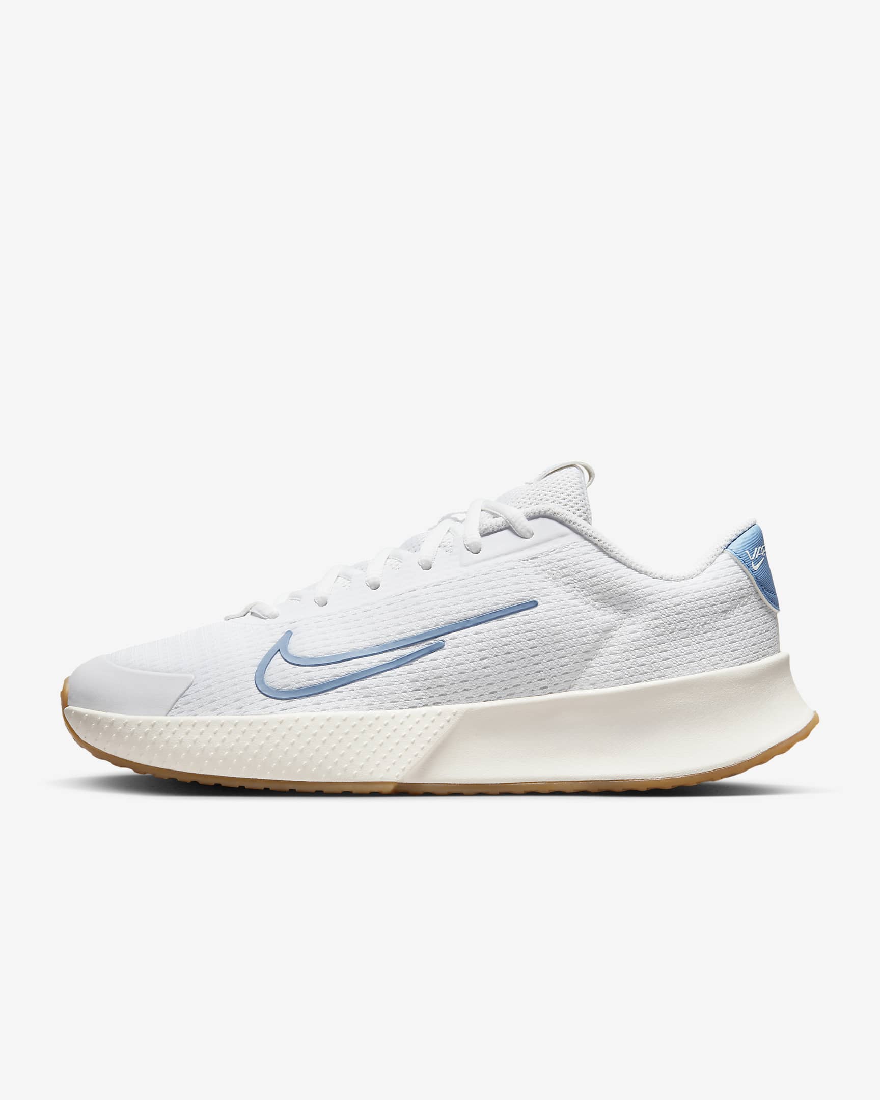 NikeCourt Vapor Lite 2 Women's Hard Court Tennis Shoes - White/Sail/Gum Light Brown/Light Blue