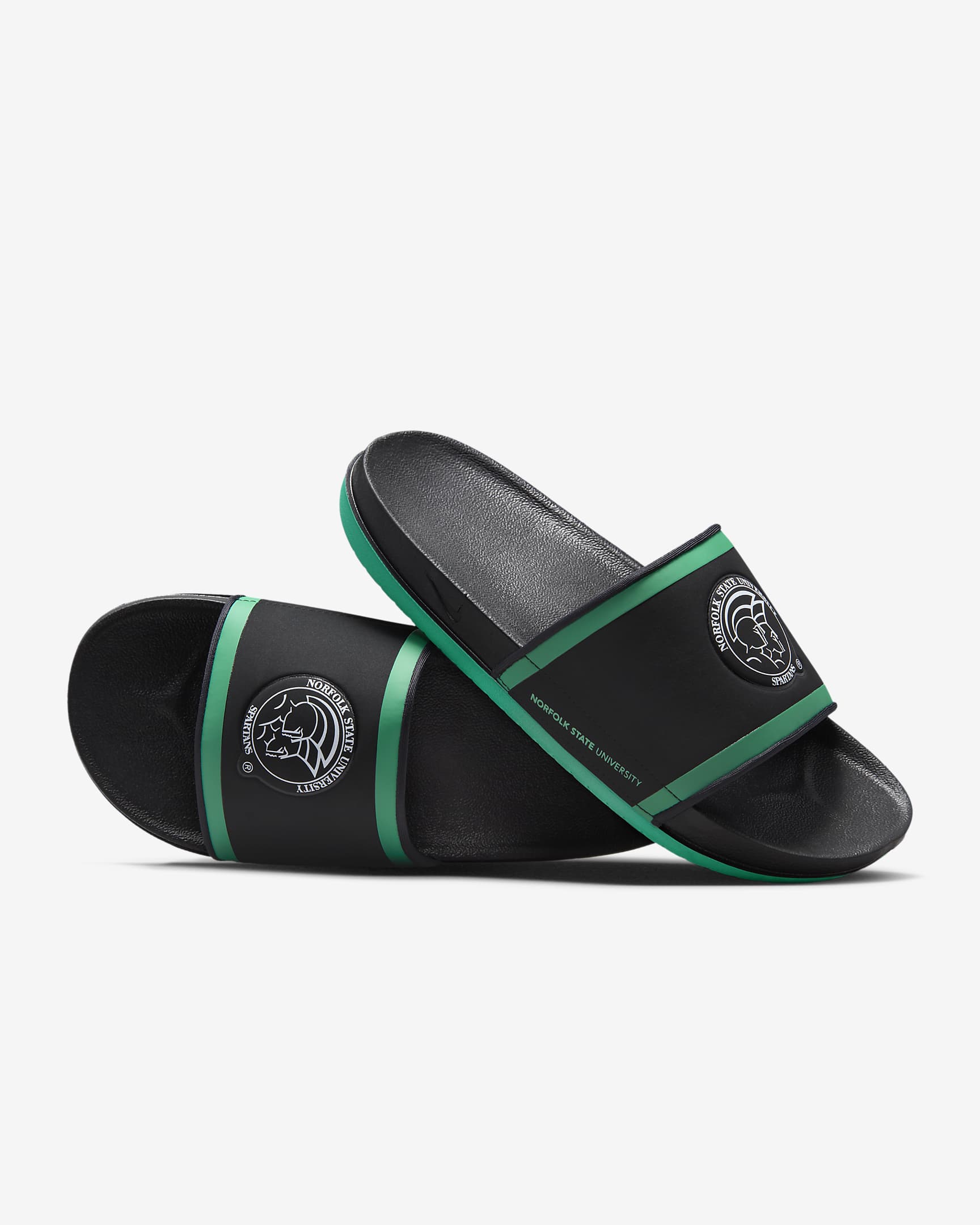 Norfolk State Nike College Offcourt Slides - Black/Sea Green/White