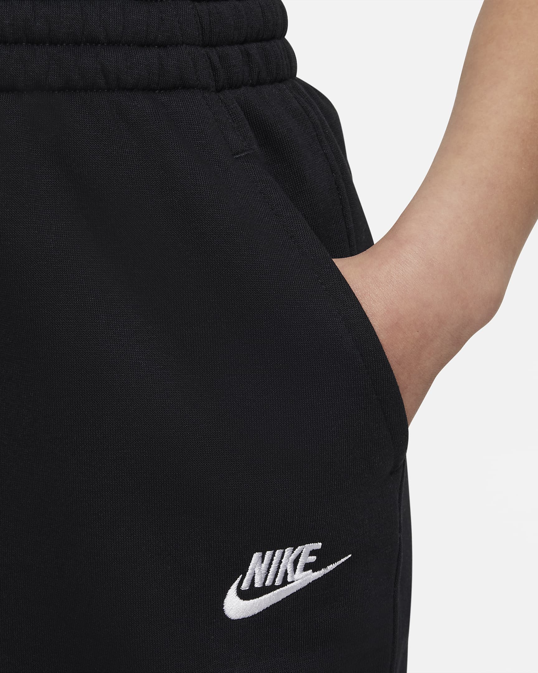 Nike Sportswear Club Fleece Pantalón ajustado de talle alto - Niña - Negro/Negro/Blanco