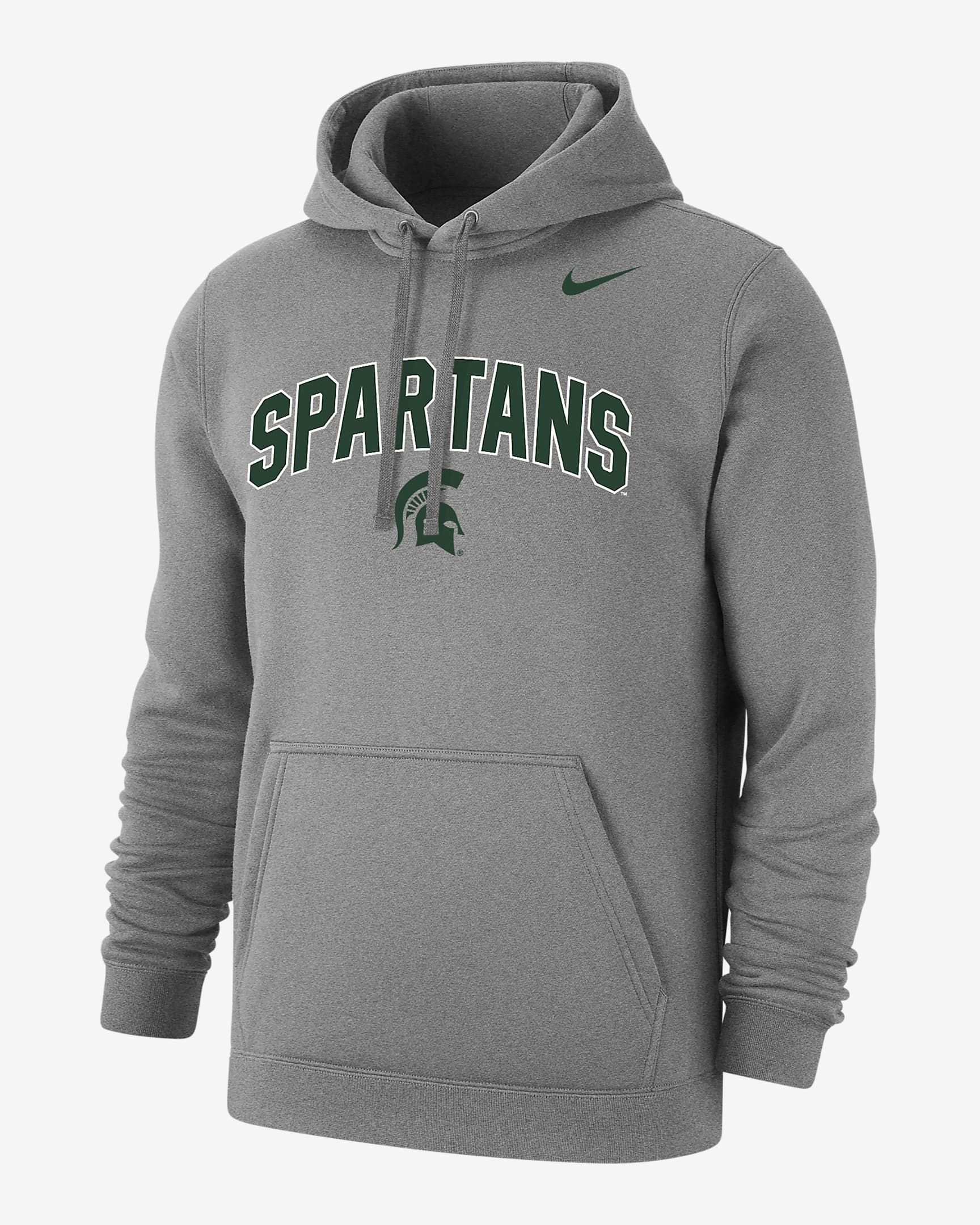 Nike College Club Fleece (Michigan State) Men's Hoodie - Dark Grey Heather