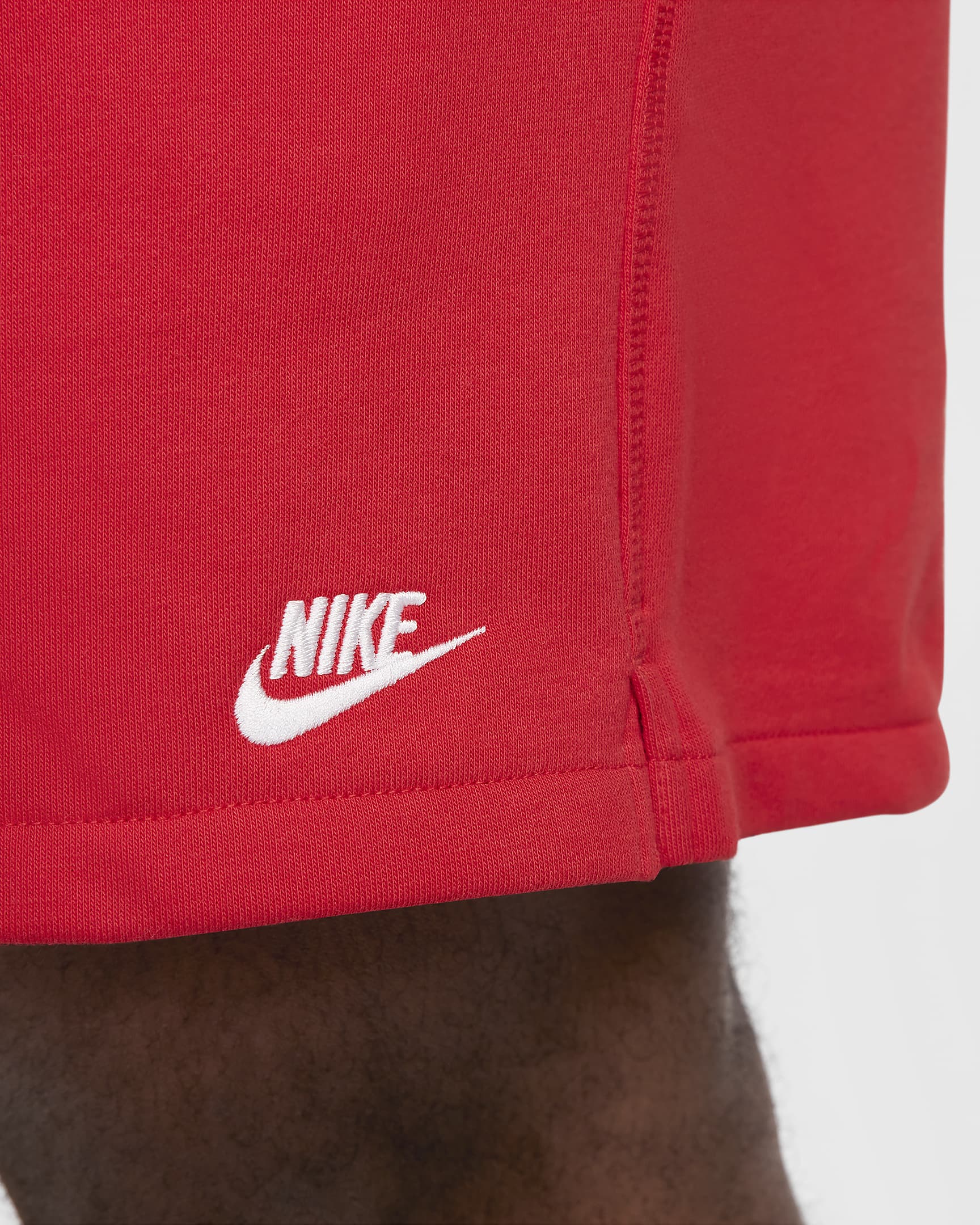 Shorts Nike Club i sweatshirttyg för män - University Red/University Red/Vit