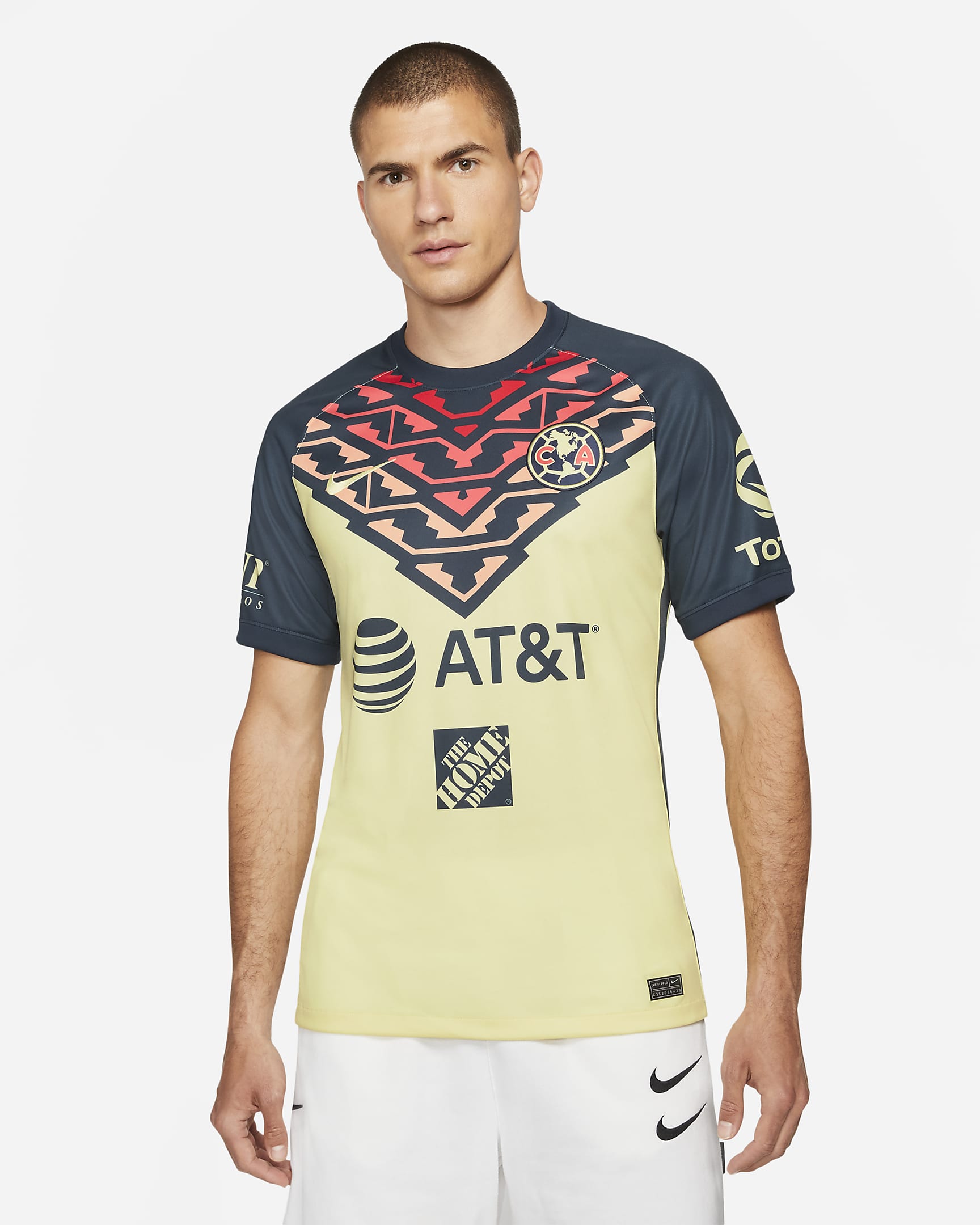 Club América 2021/22 Stadium Home Herren-Fußballtrikot - Lemon Chiffon/Armory Navy/Lemon Chiffon