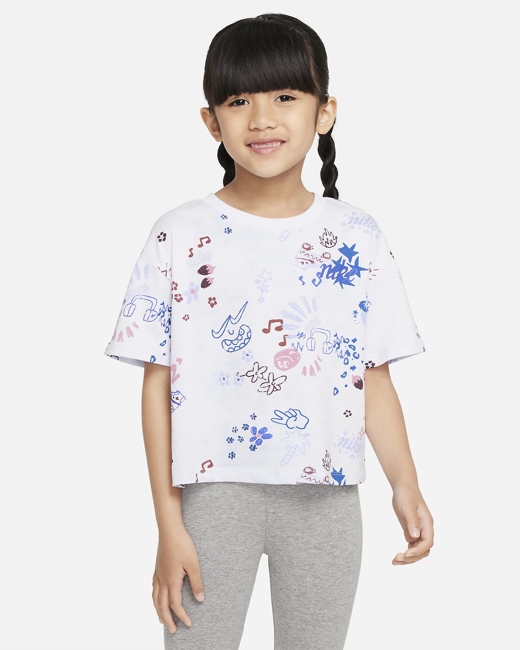 Playera para niños talla pequeña Nike Icon Clash Boxy - Gris fútbol