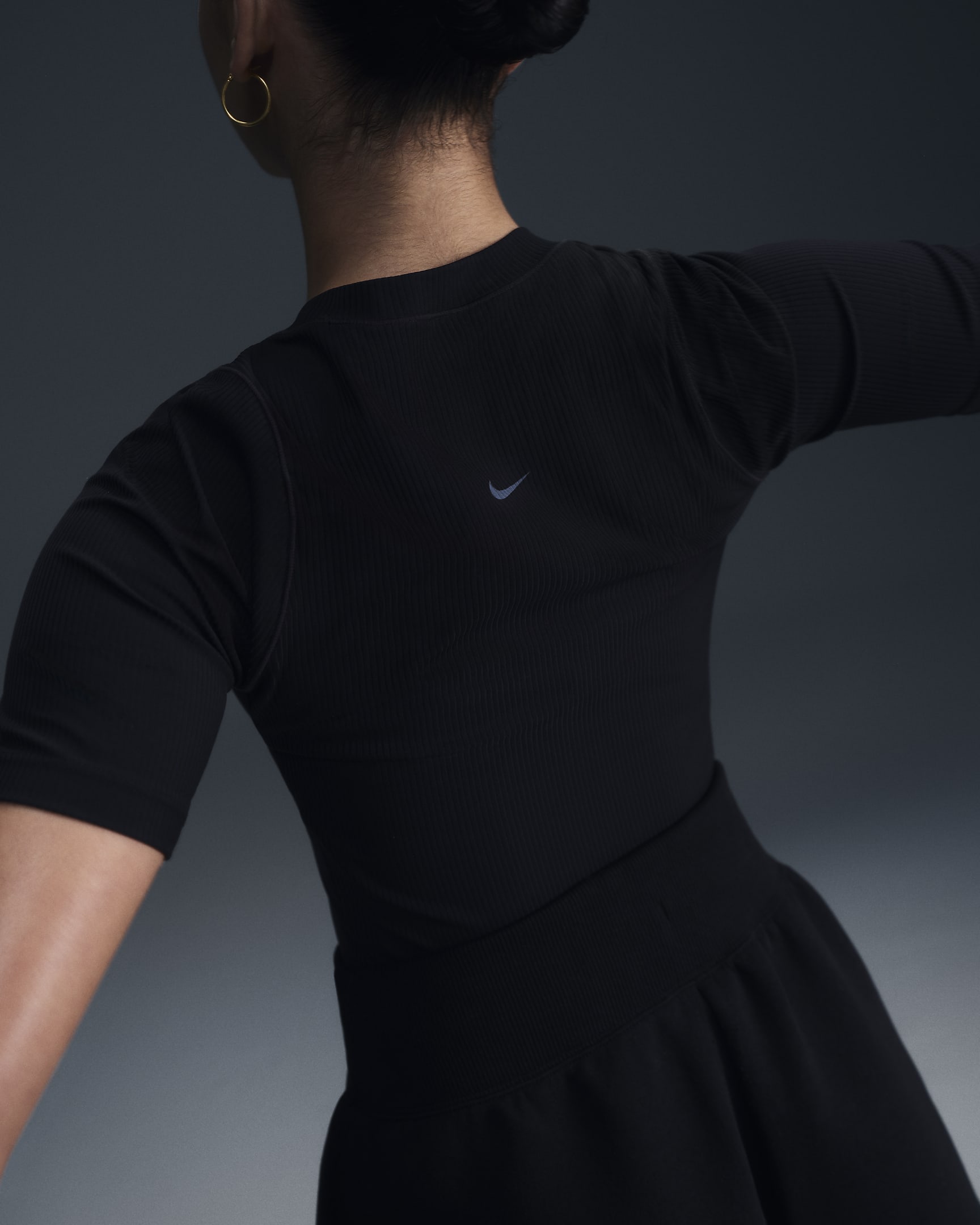 Nike Zenvy Rib Dri-FIT rövid ujjú női felső - Fekete