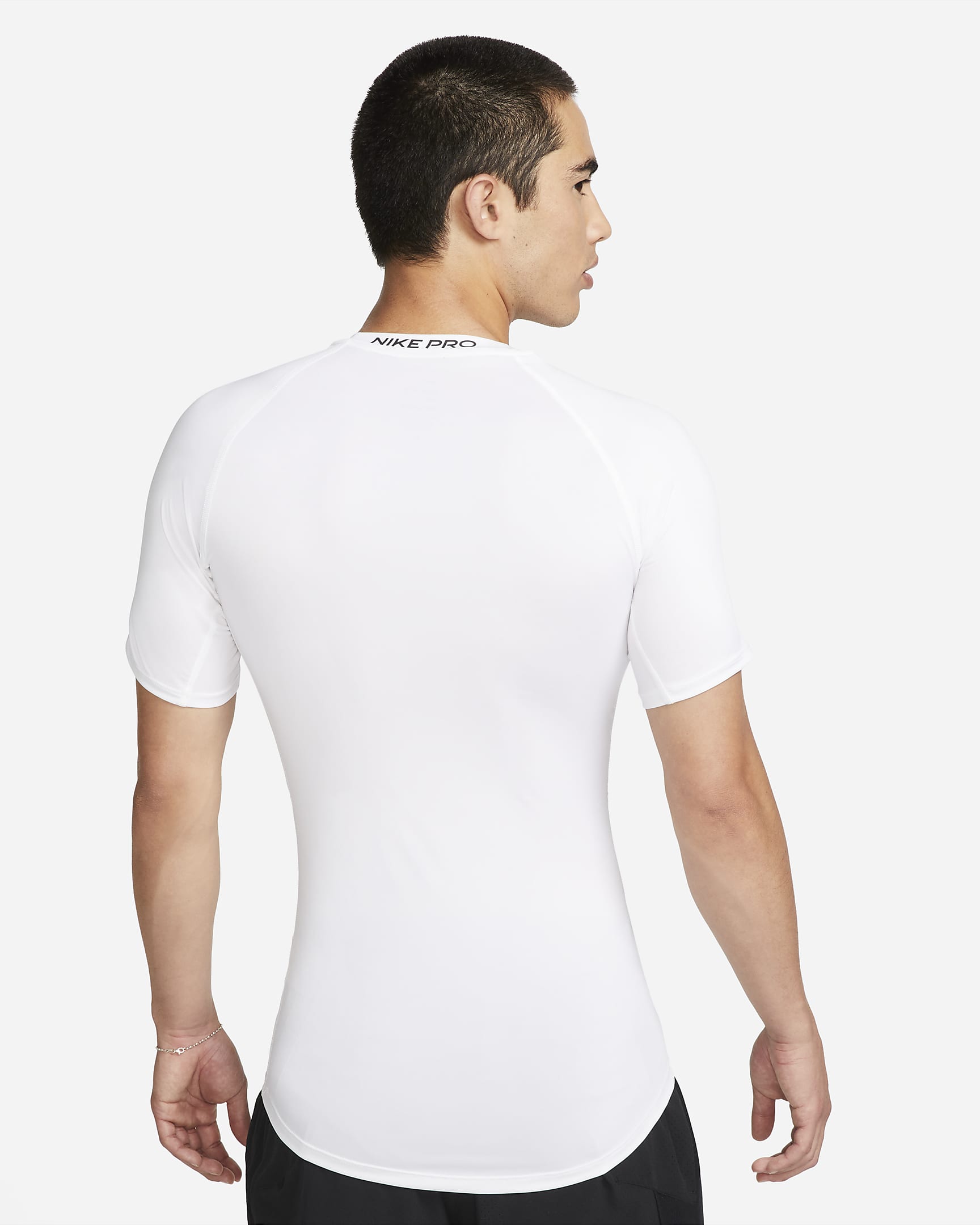 Nike Pro Men's Dri-FIT Tight Short-Sleeve Fitness Top - White/Black