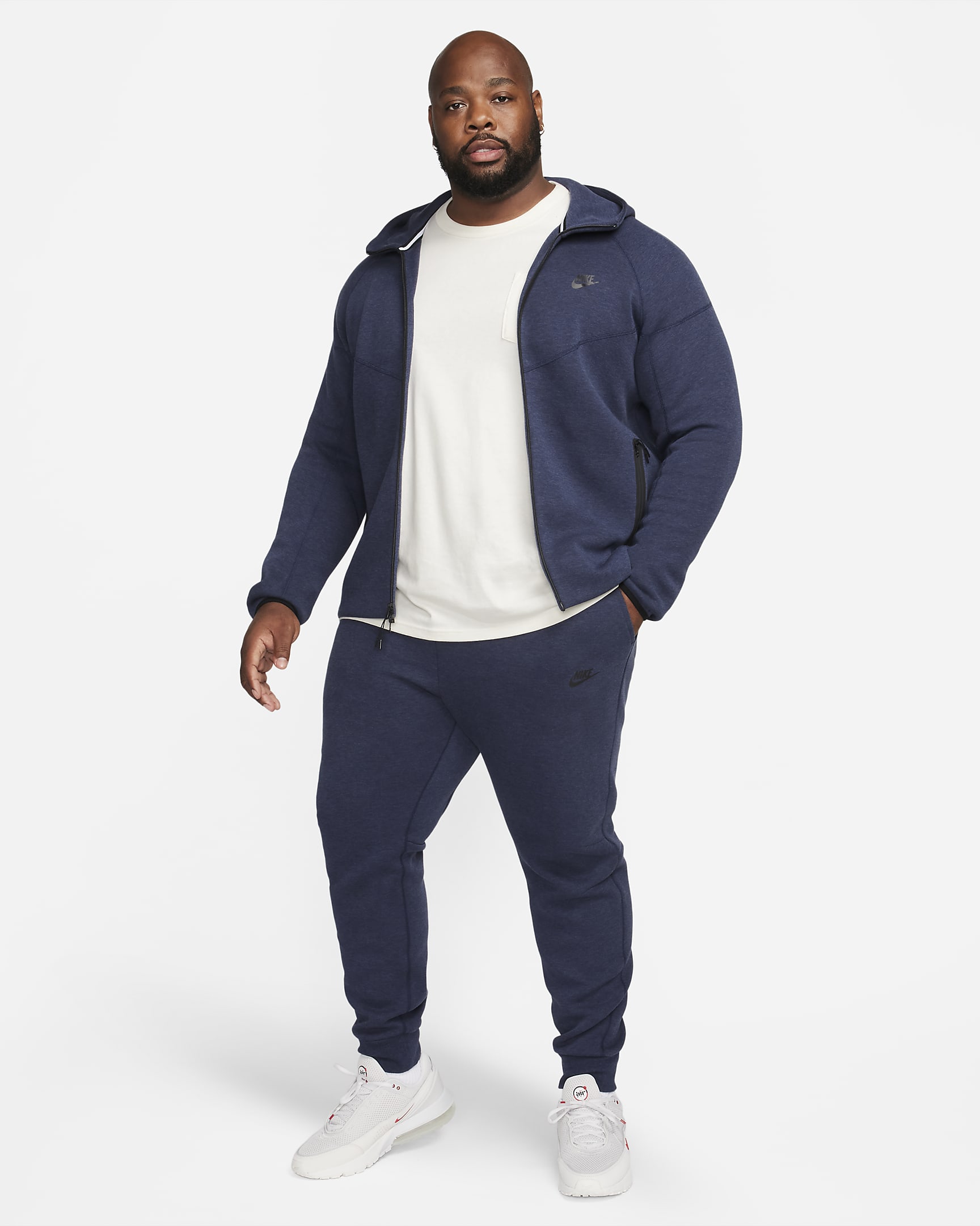 Sweat à capuche et zip Nike Sportswear Tech Fleece Windrunner pour homme - Obsidian Heather/Noir