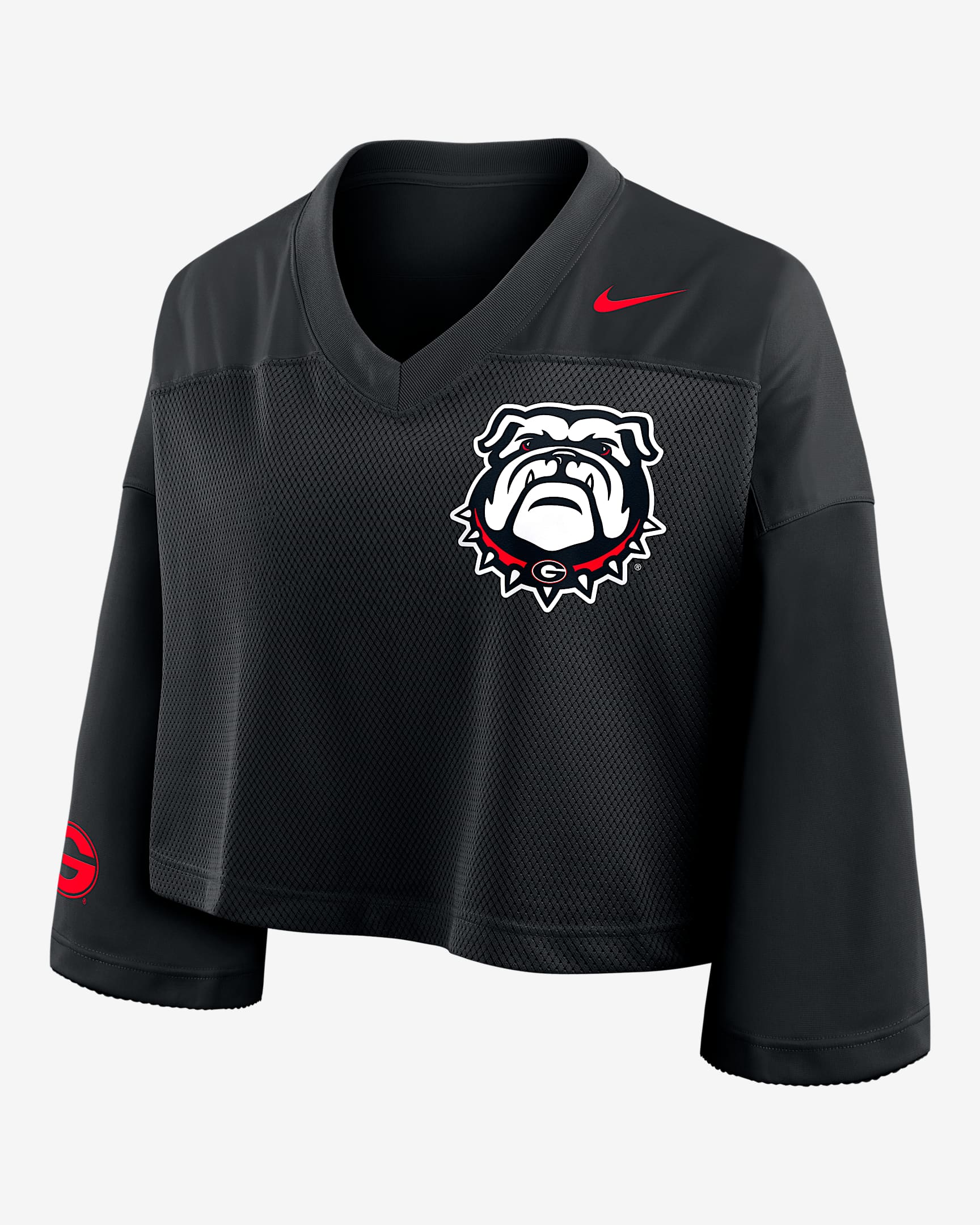 Playera universitaria Nike Dri-FIT cropped para mujer Georgia Jersey - Negro