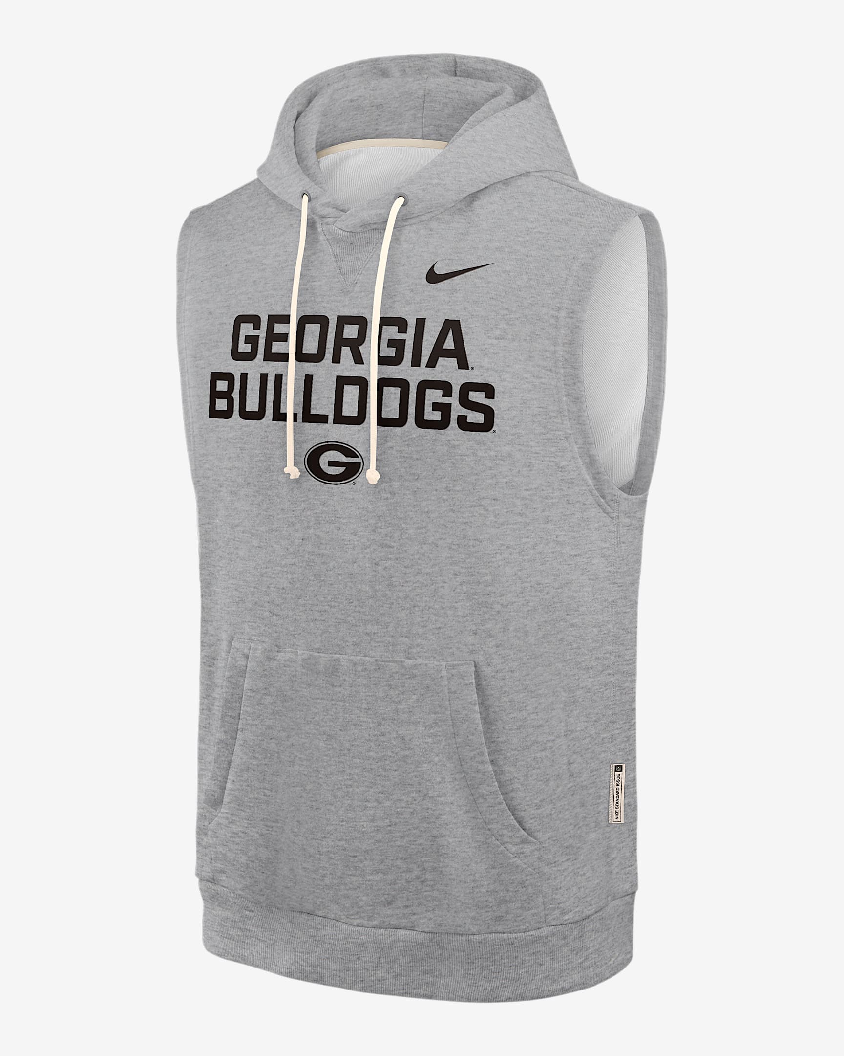 Sudadera con gorro sin cierre sin mangas universitaria Nike Dri-FIT para hombre Georgia Sideline - Gris oscuro jaspeado
