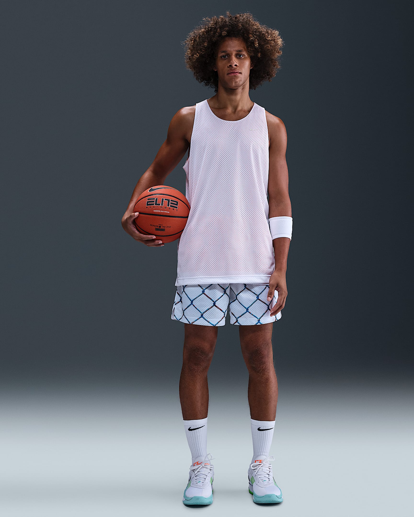 Nike Men's Dri-FIT 5" Practice Mesh Basketball Shorts - White/Black