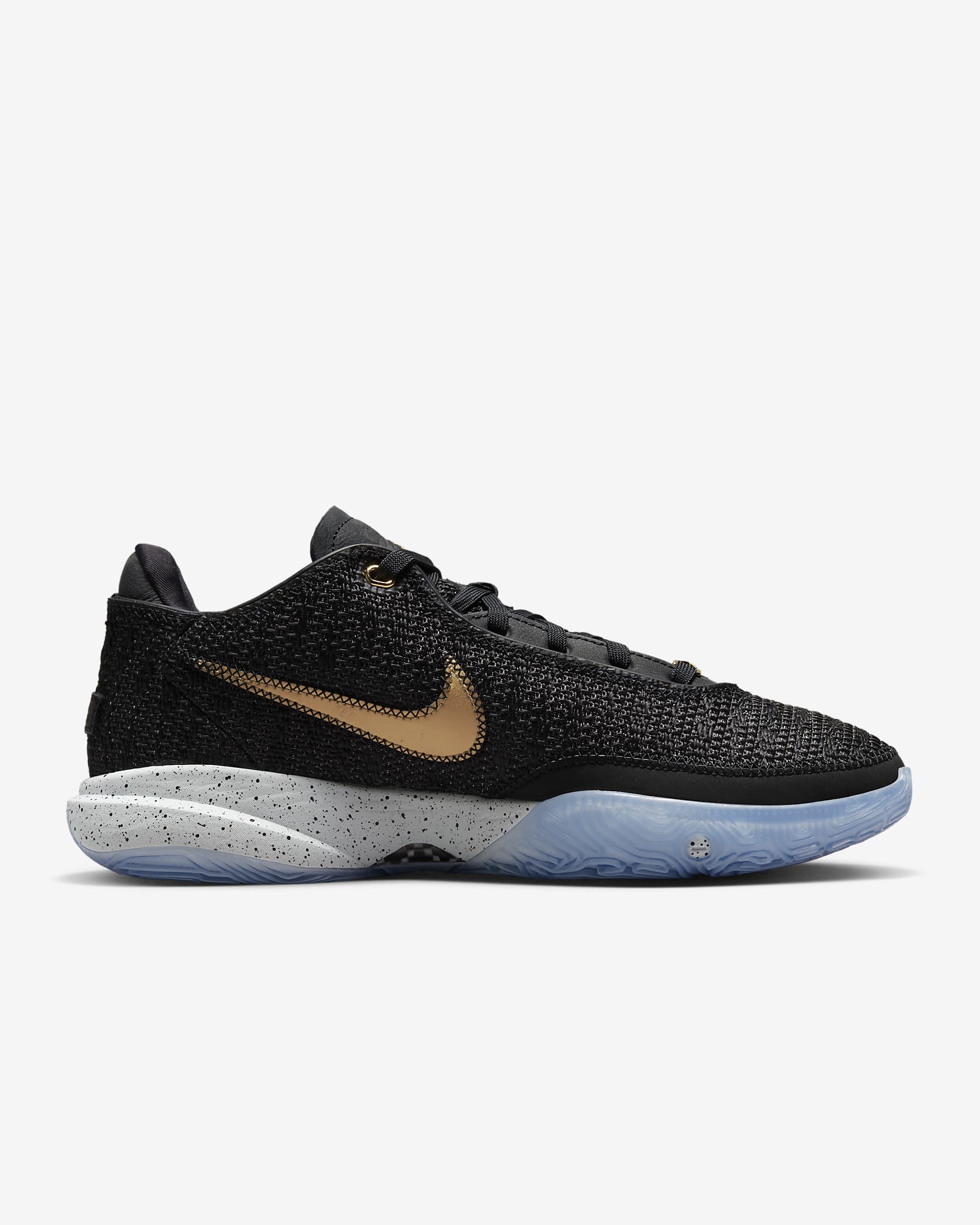 Calzado de básquetbol LeBron 20 - Negro/Blanco/Platino puro/Oro metalizado