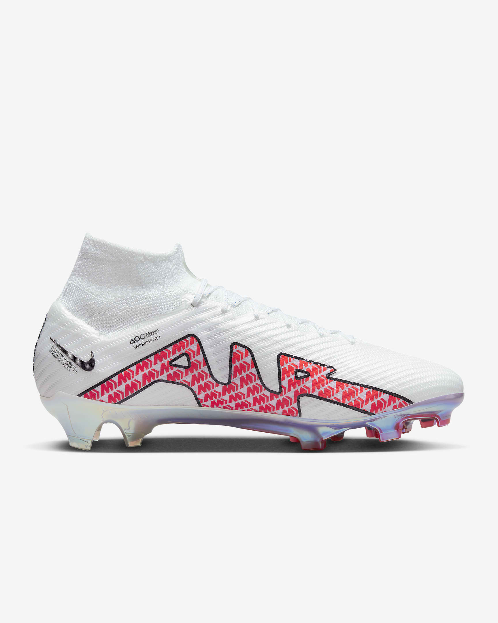 Nike Mercurial Superfly 9 Elite High-Top-Fußballschuh für normalen Rasen - Weiß/Coconut Milk/Bright Crimson/Off Noir