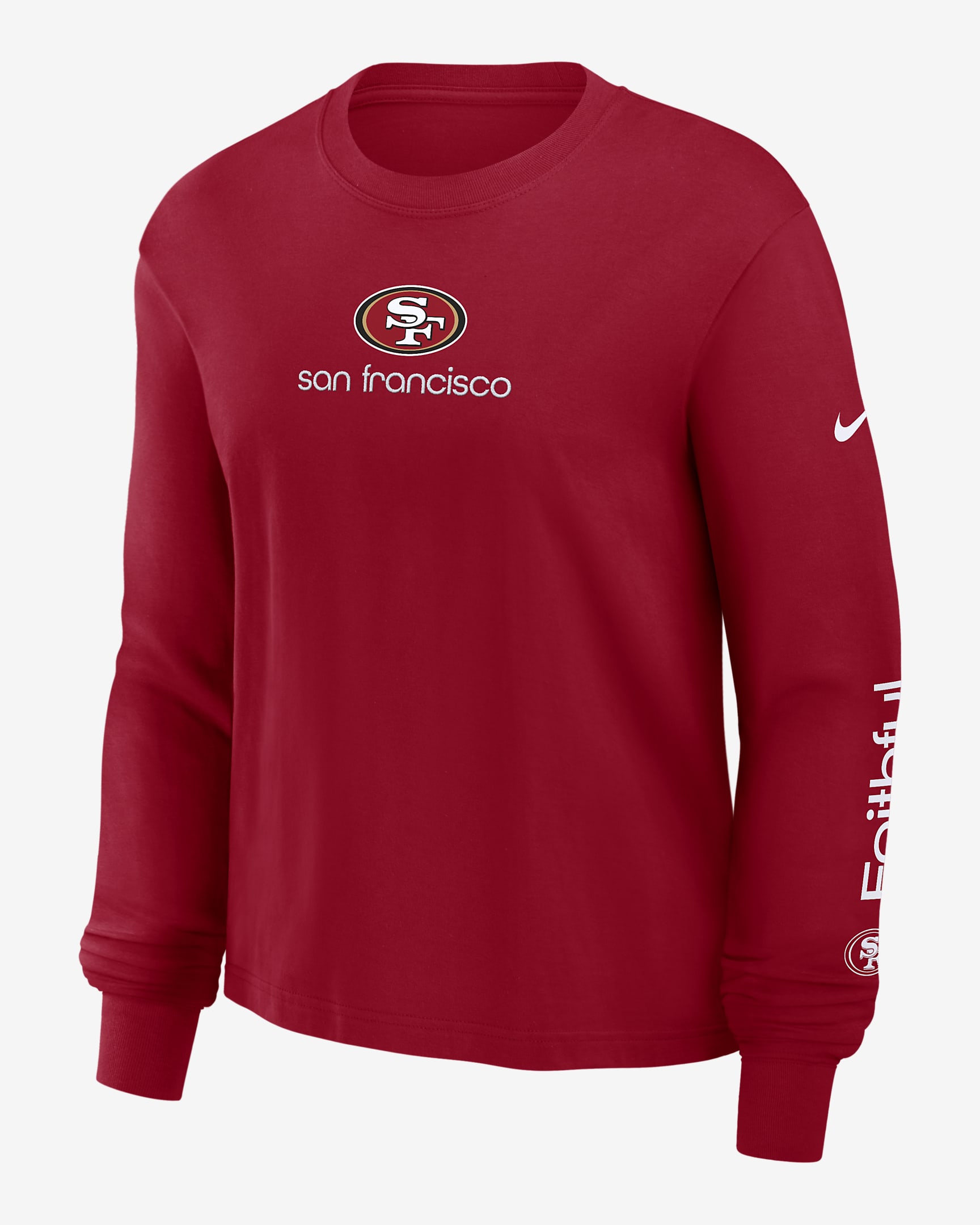 San Francisco 49ers Boxy Women's Nike NFL Long-Sleeve T-Shirt - Red