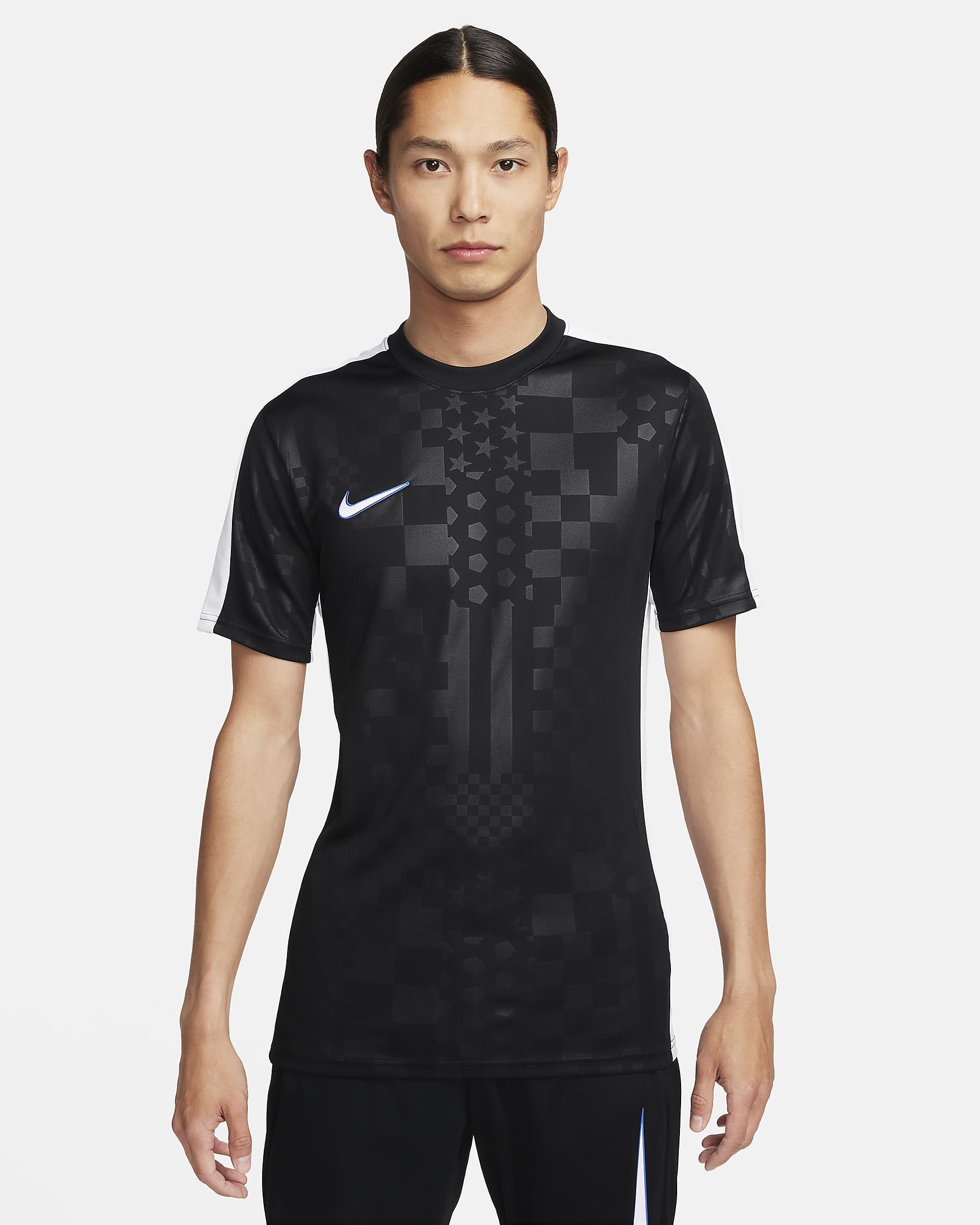 ナイキ アカデミー メンズ Dri-FIT サッカー ショートスリーブ トップ - ブラック/ホワイト/ホワイト