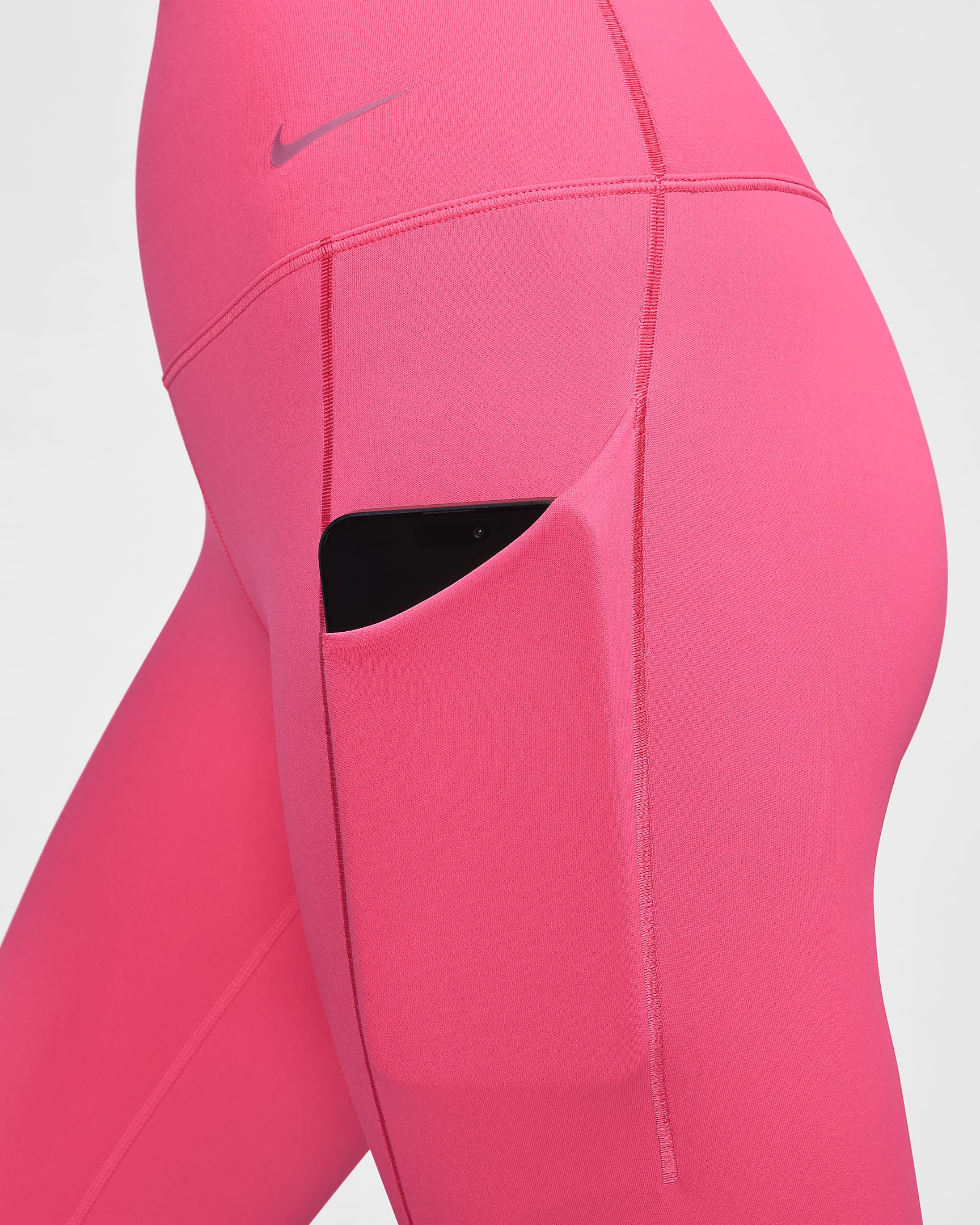 Nike Universa 女款中度支撐型高腰九分附口袋內搭褲 - Aster Pink/黑色