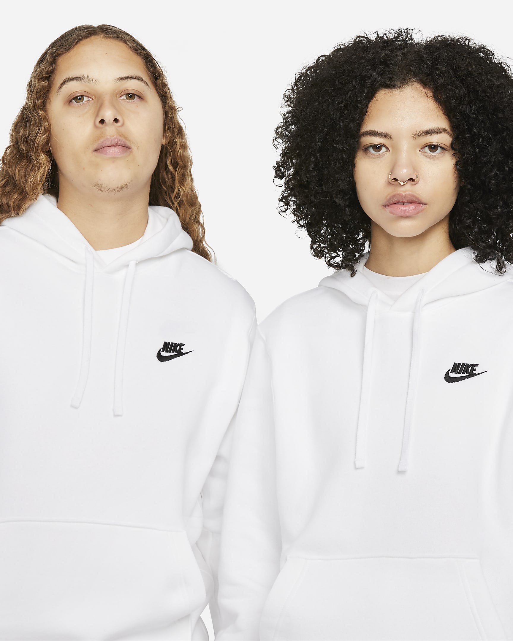 Nike Sportswear Club Fleece Pullover Hoodie - White/White/Black