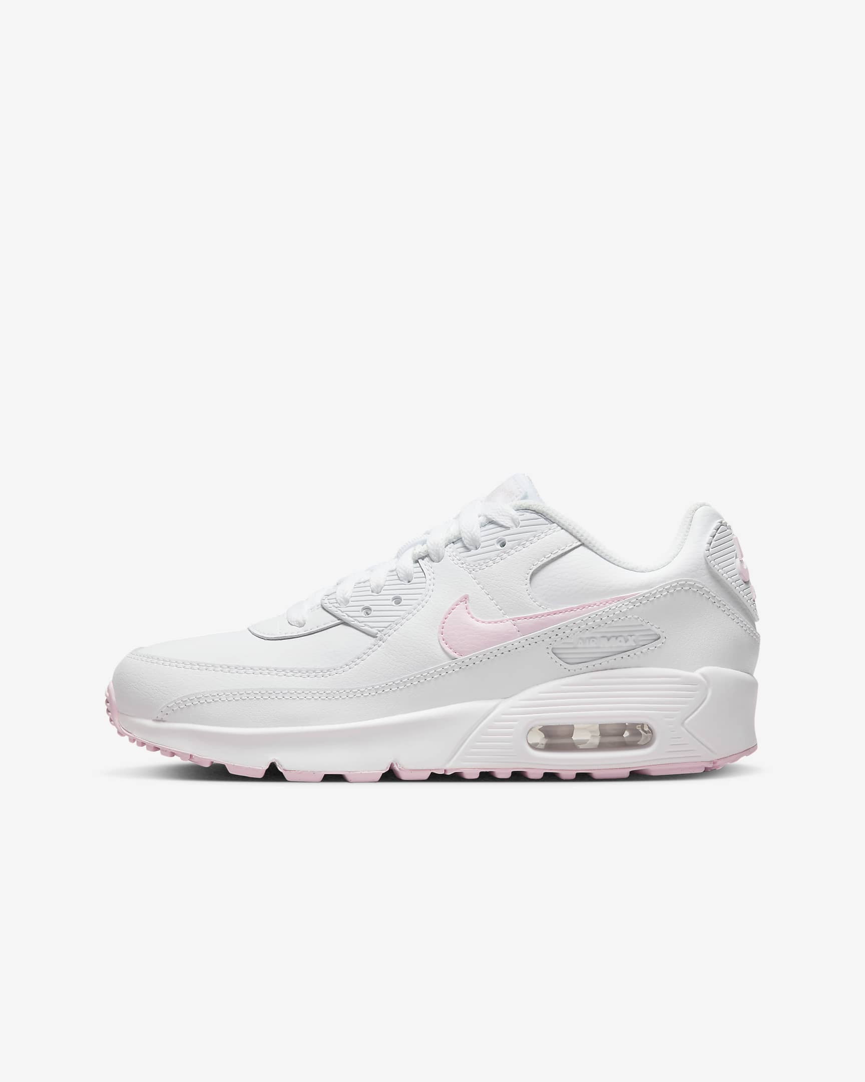 Tenis para niños grandes Nike Air Max 90 LTR - Blanco/Blanco/Blanco/Espuma rosa