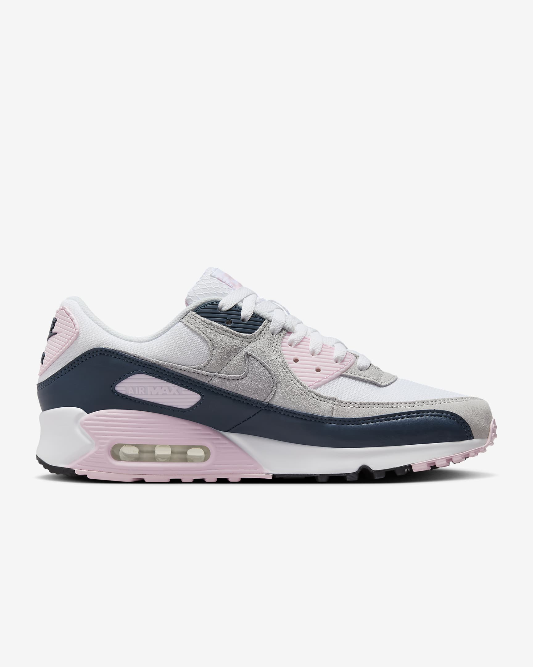 Nike Air Max 90 Men's Shoes - White/Pink Foam/Armoury Navy/Wolf Grey