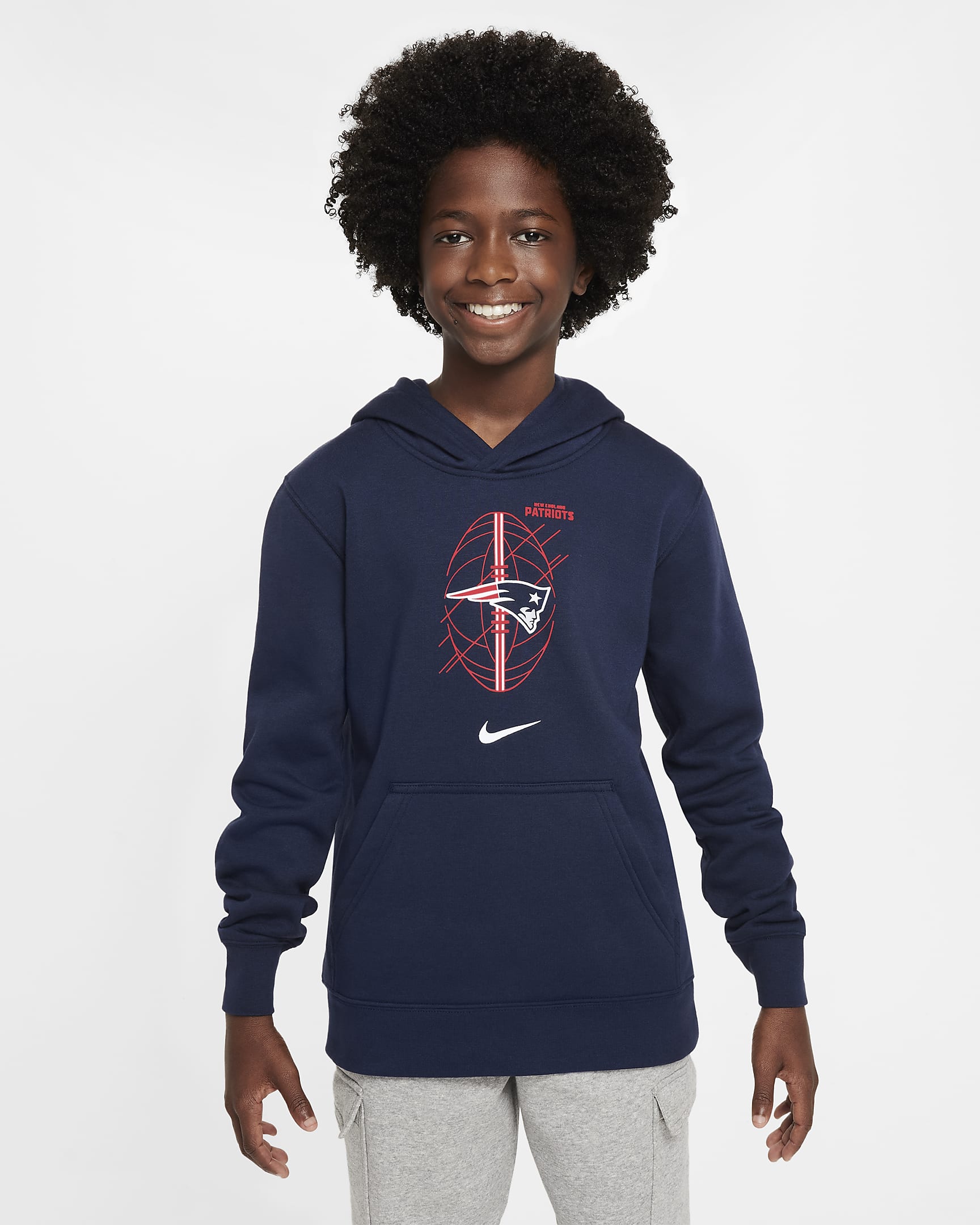 New England Patriots Club Icon Edition Older Kids' Nike NFL Fleece Hoodie - College Navy